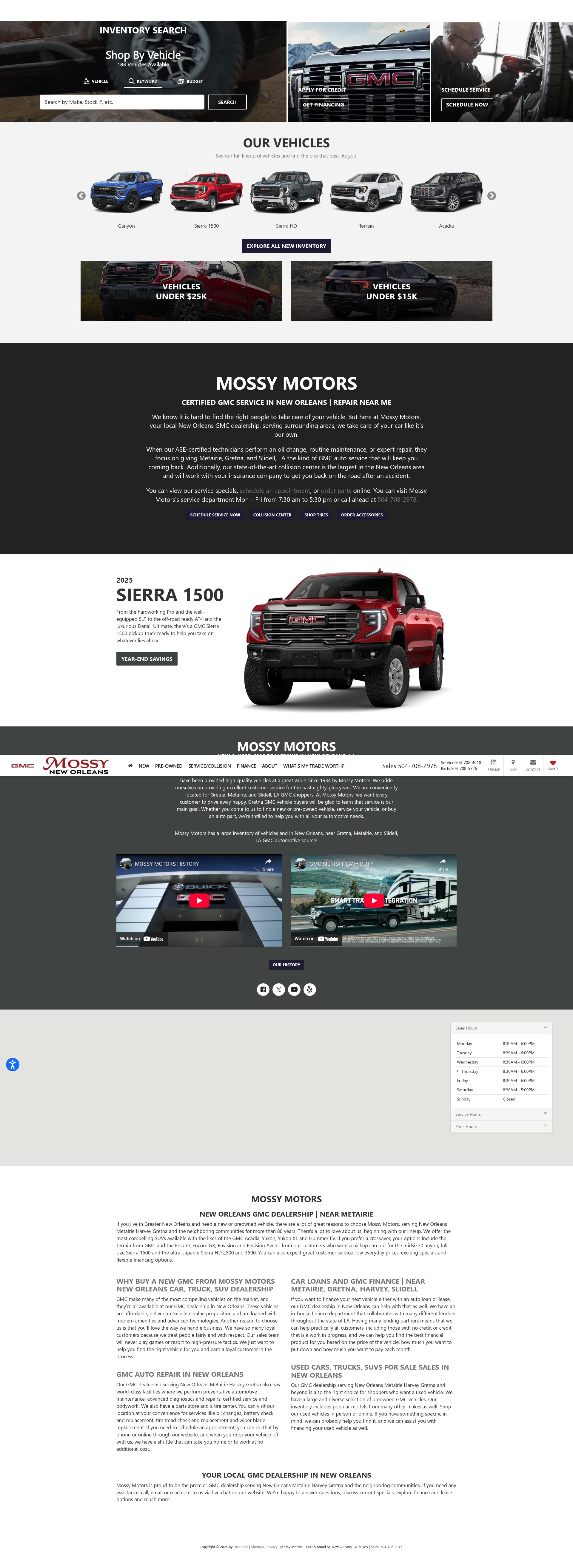 Screenshot of www.mossymotors.com