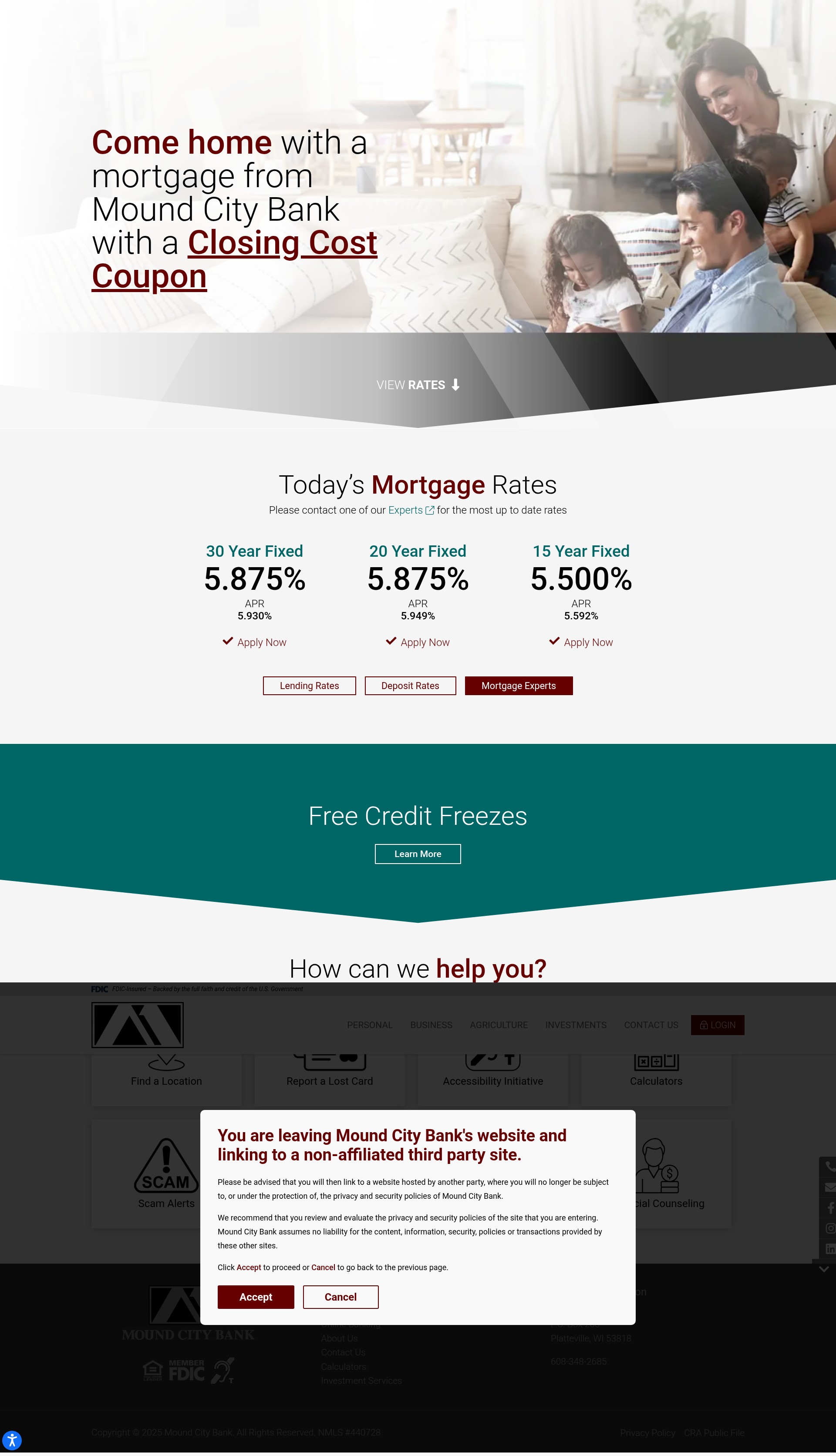 Screenshot of www.moundcitybank.com