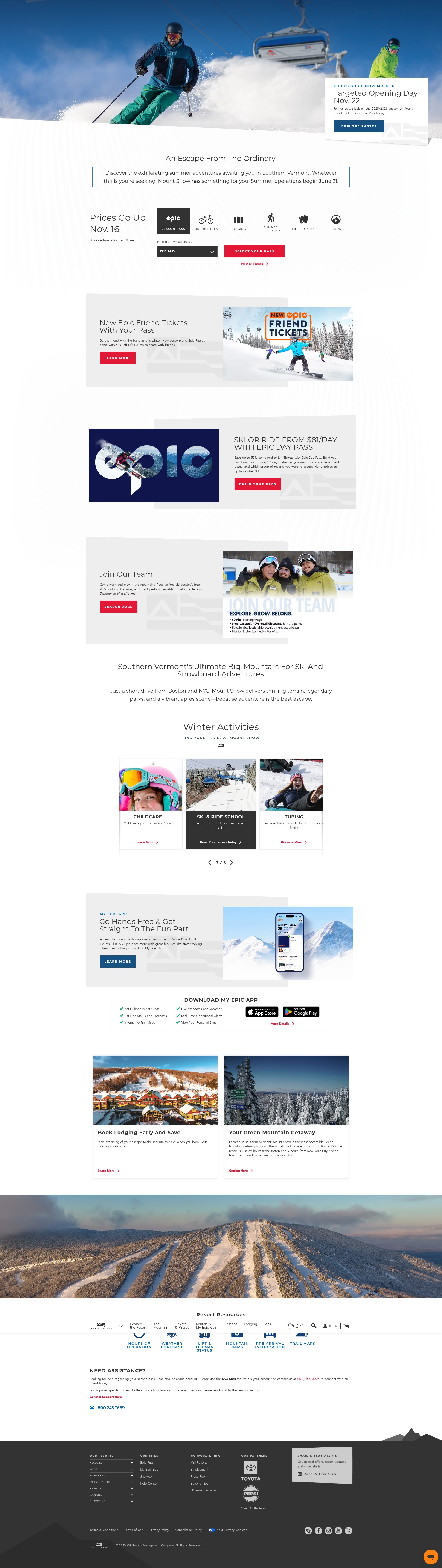 Screenshot of www.mountsnow.com