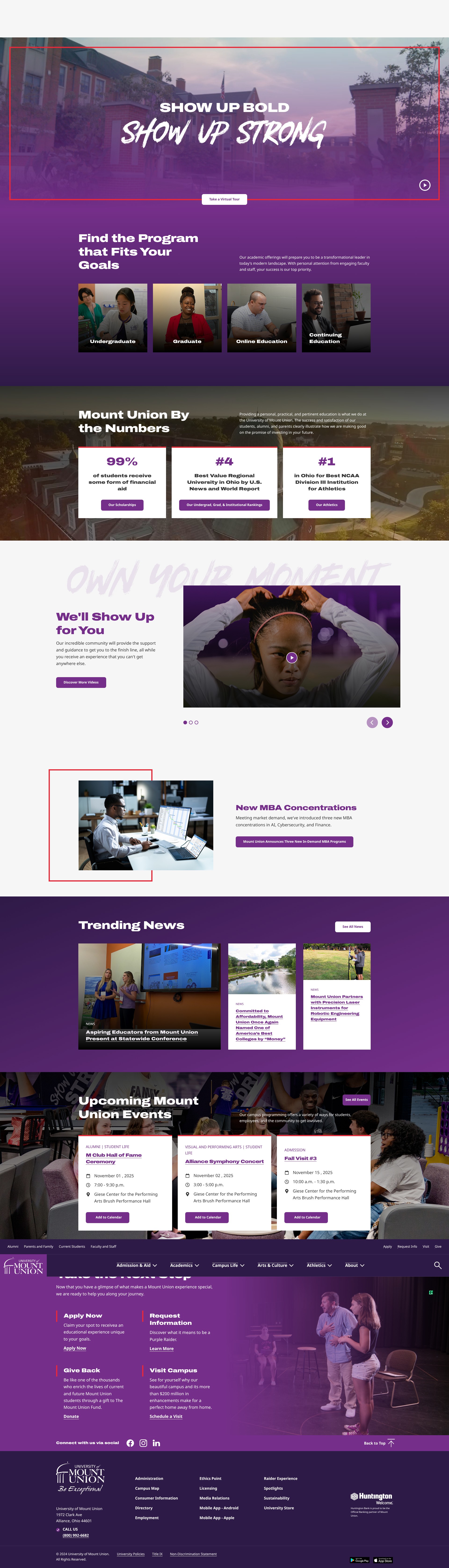 Screenshot of www.mountunion.edu