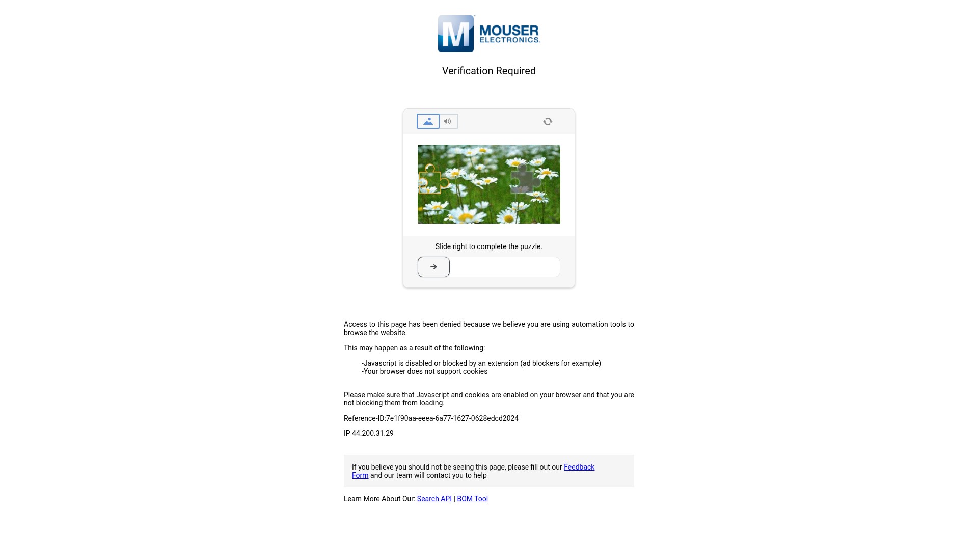 Screenshot of www.mouser.in