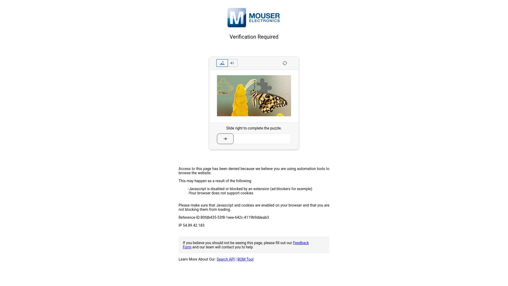 Screenshot of www.mouser.it