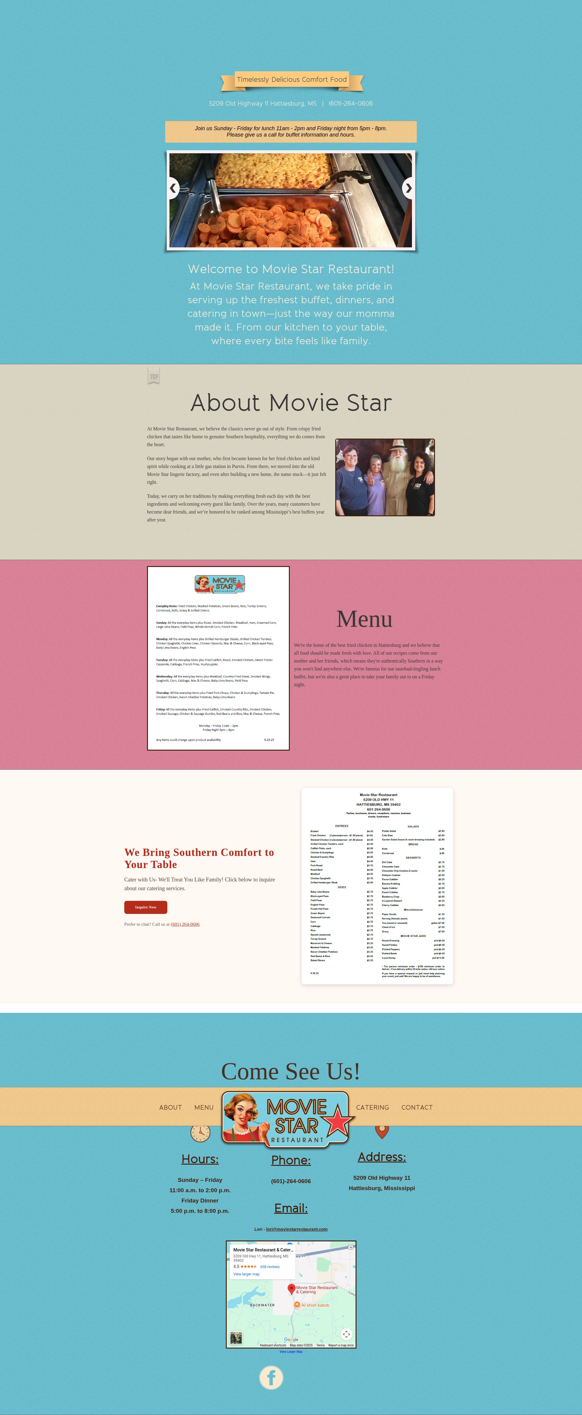 Screenshot of www.moviestarrestaurant.com