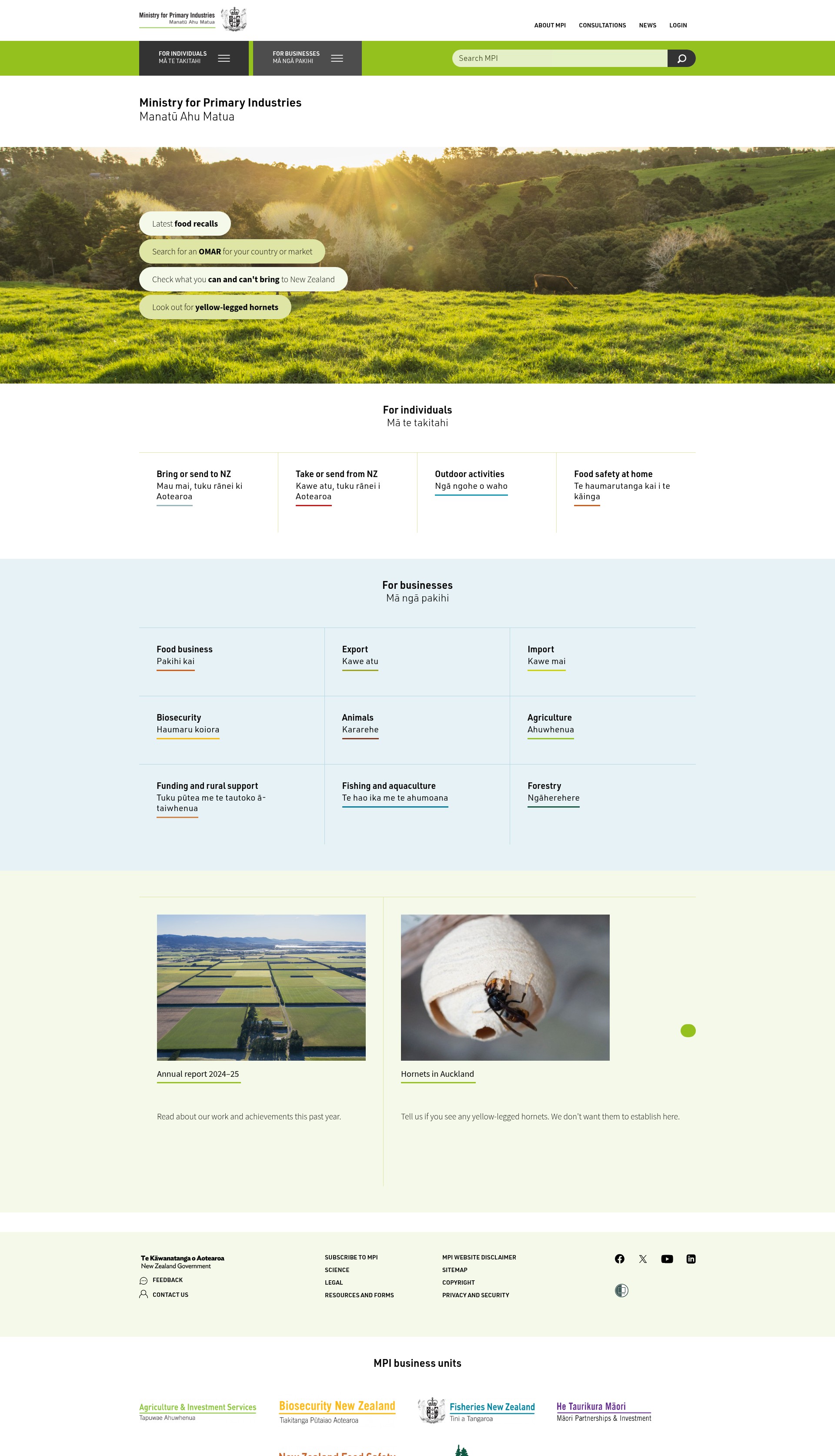 Screenshot of www.mpi.govt.nz