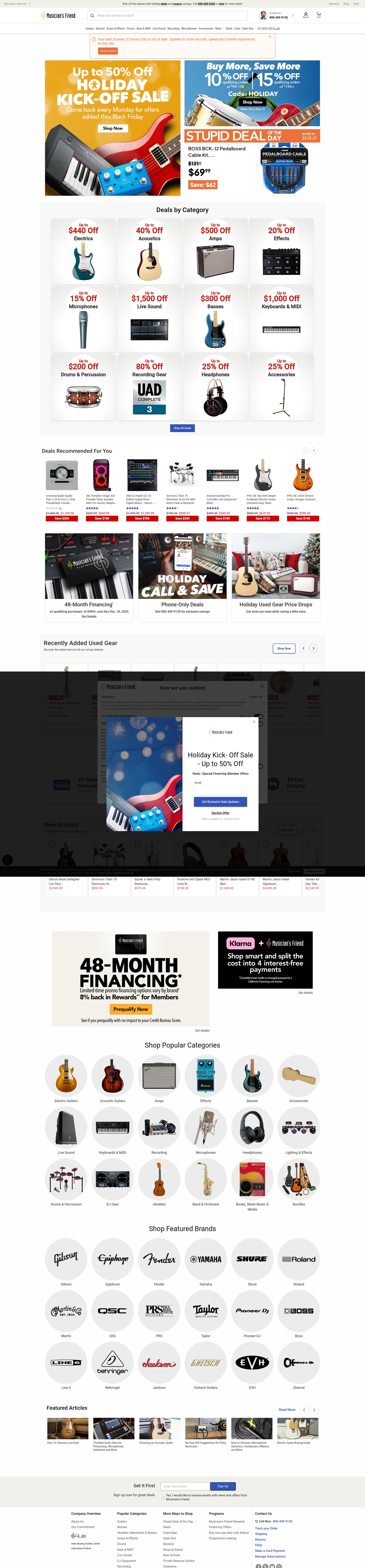 Screenshot of www.musiciansfriend.com