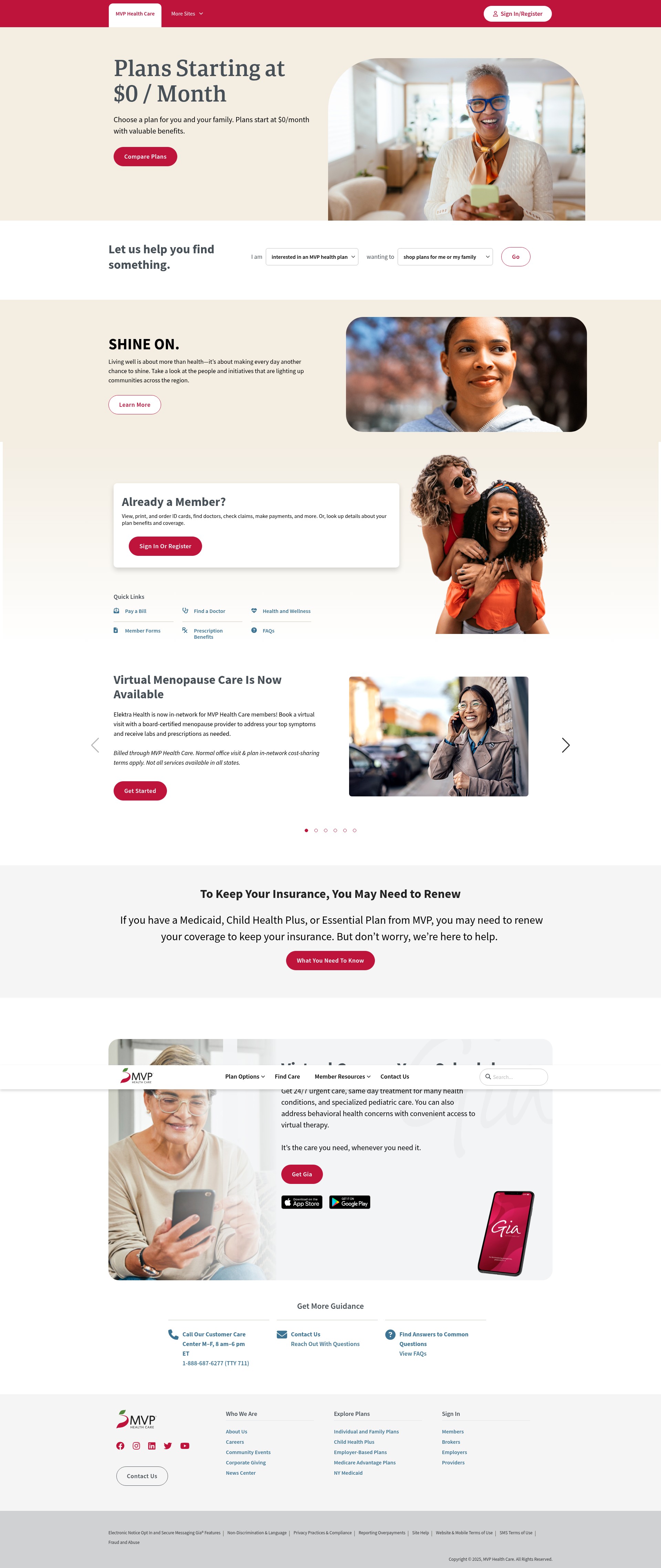 Screenshot of www.mvphealthcare.com