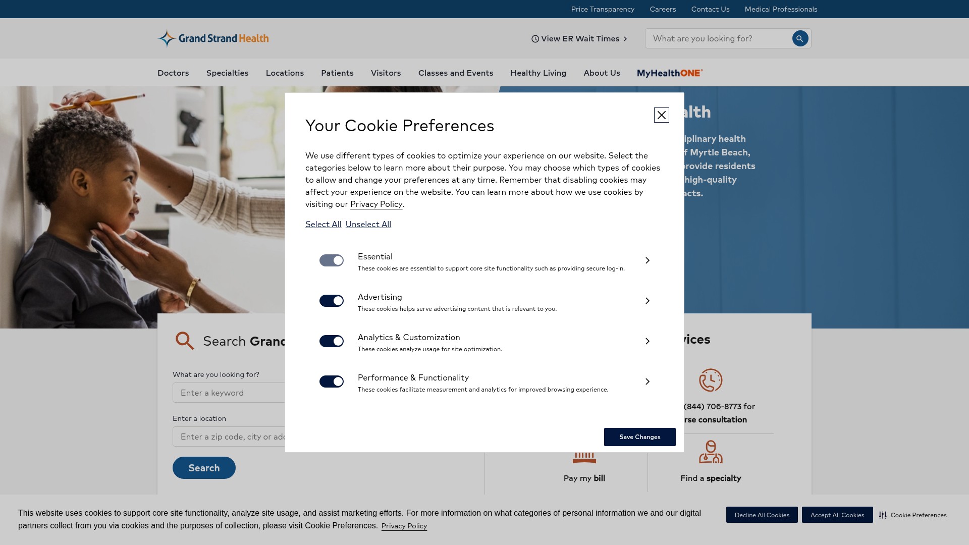 Screenshot of www.mygrandstrandhealth.com