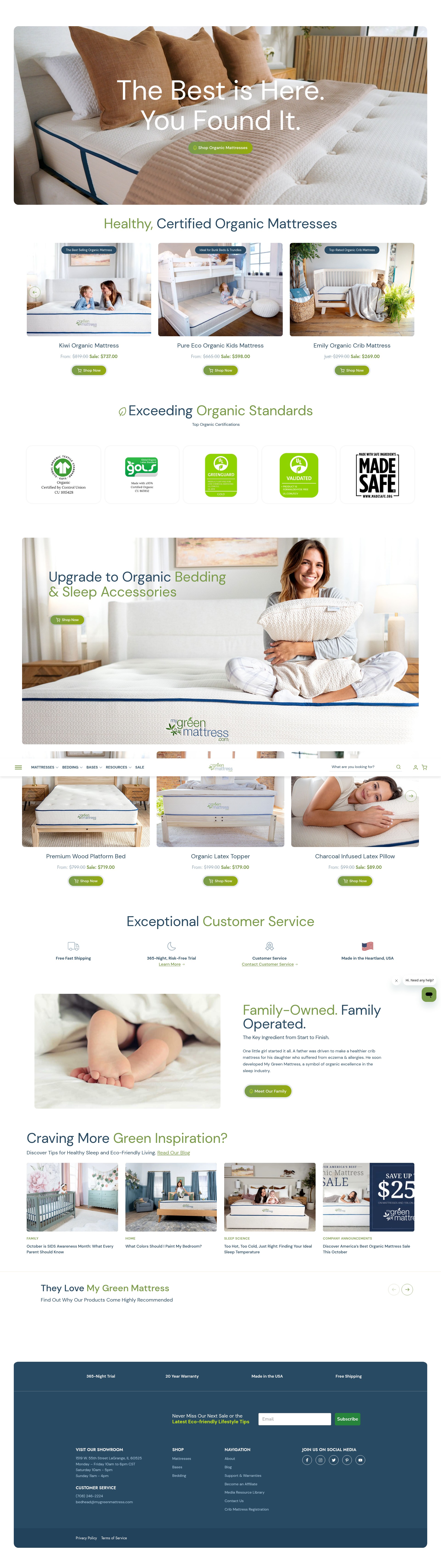 Screenshot of www.mygreenmattress.com