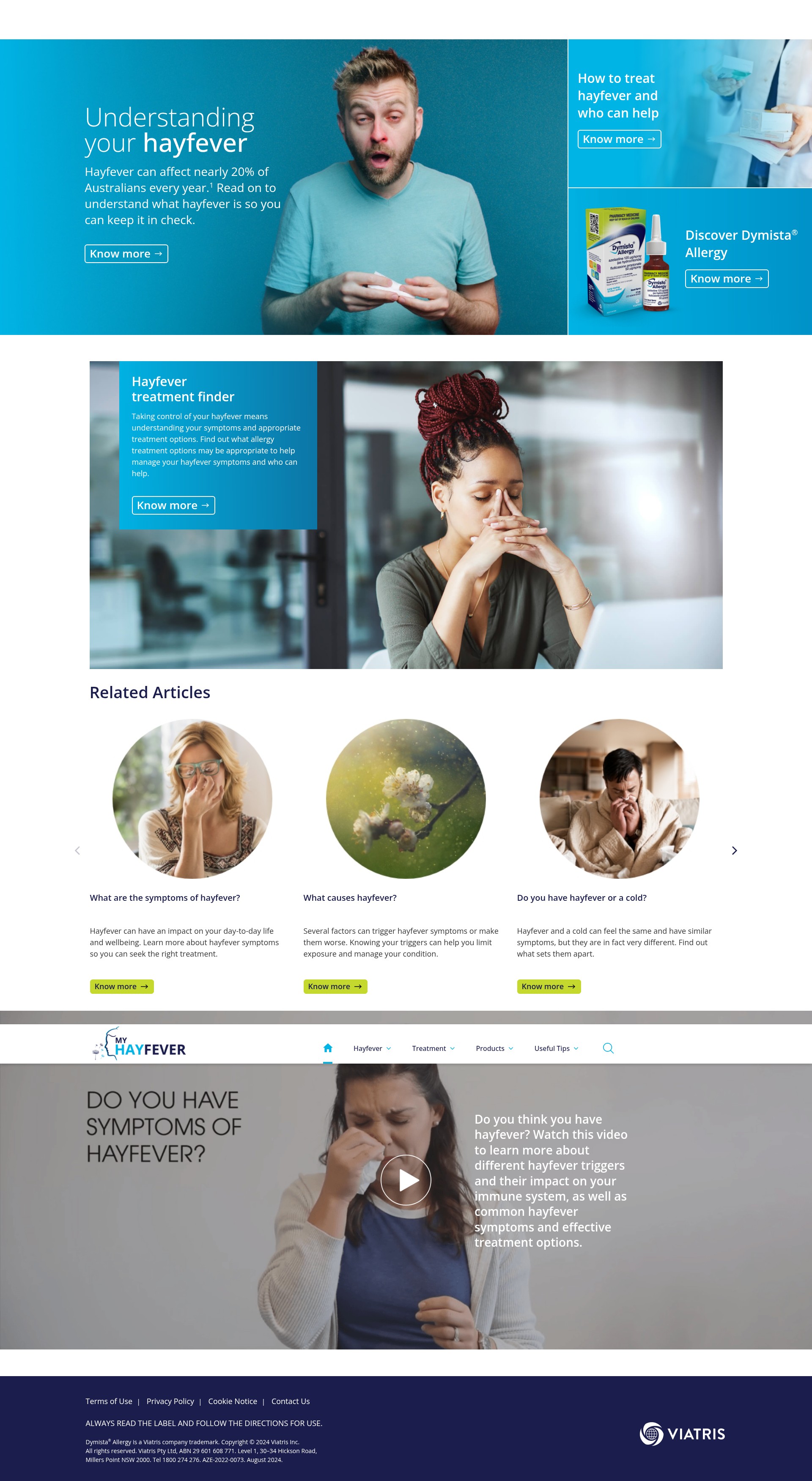 Screenshot of www.myhayfever.com.au