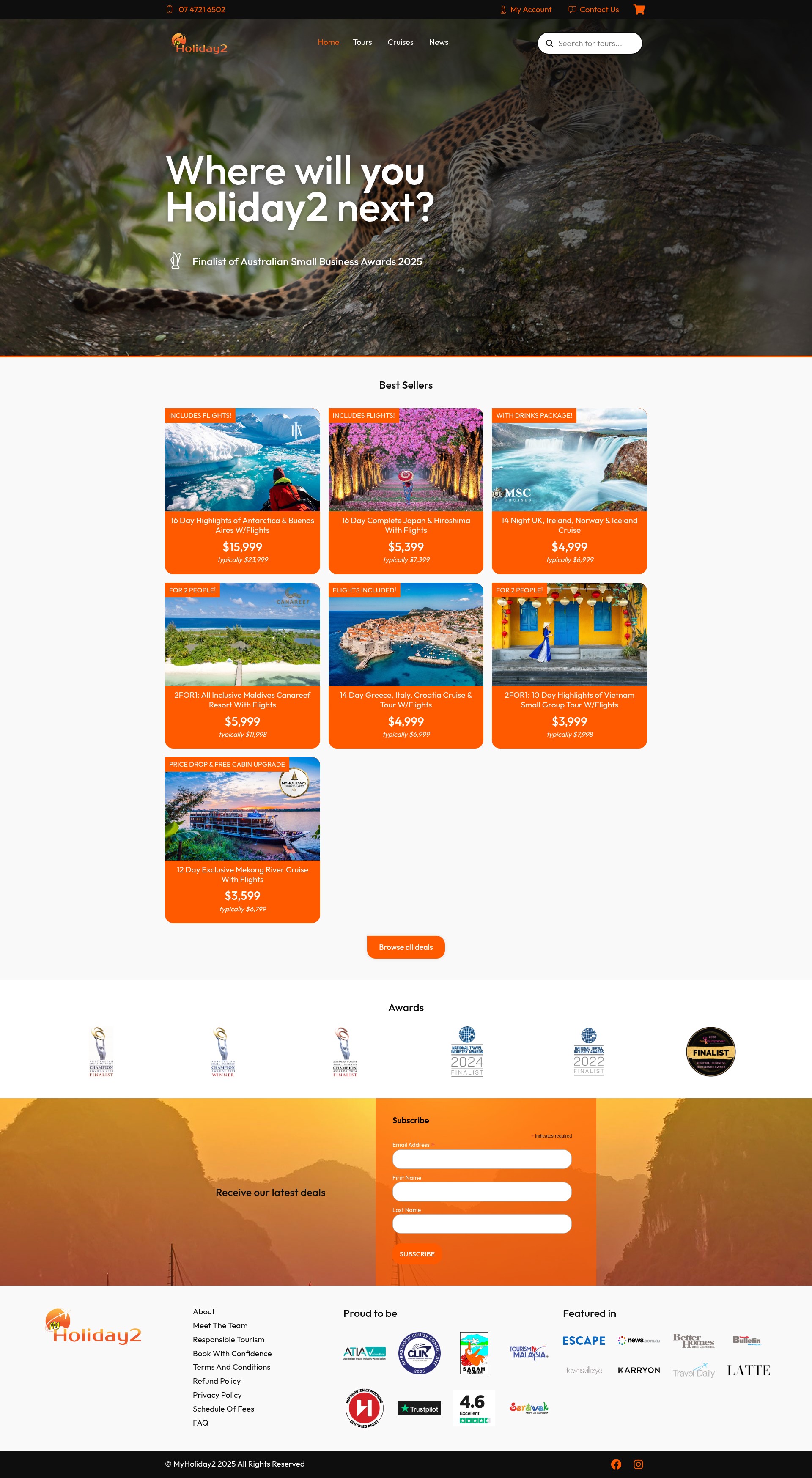 Screenshot of www.myholiday2.com.au