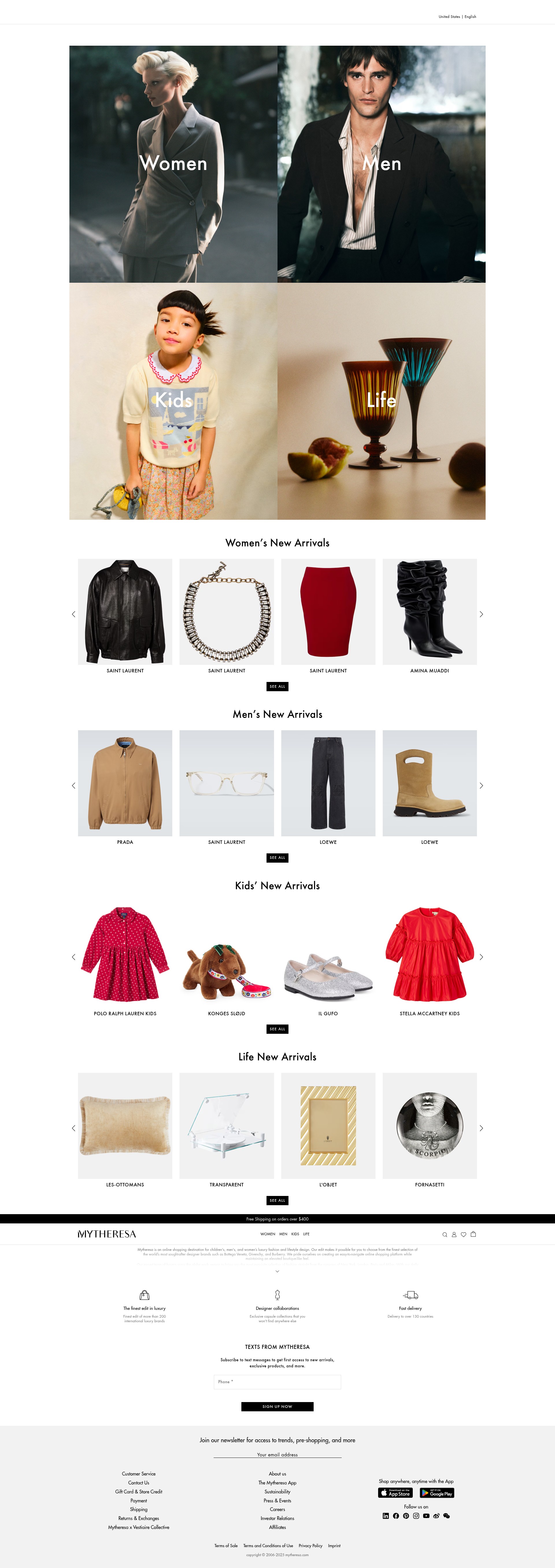 Screenshot of www.mytheresa.com