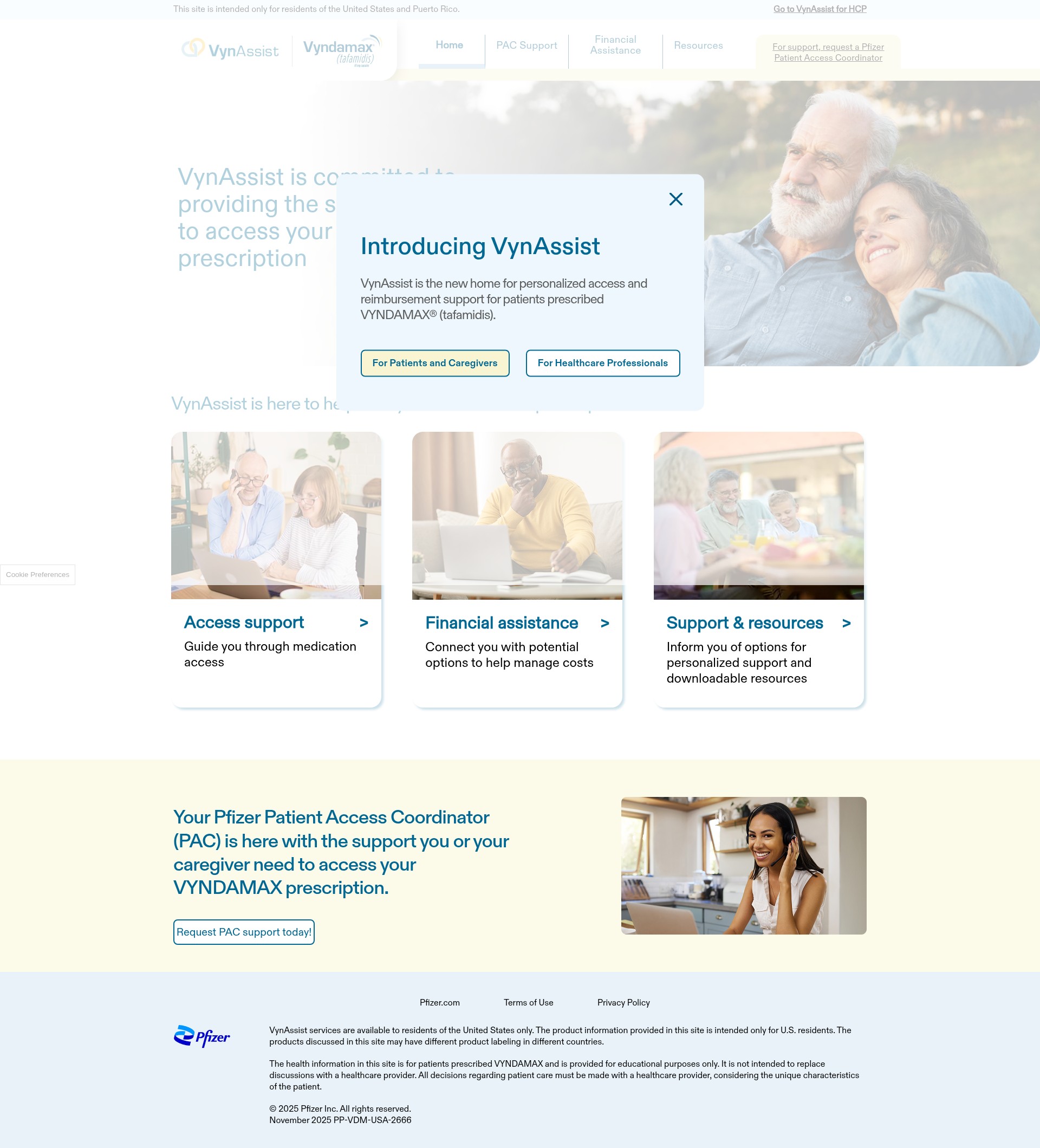 Screenshot of www.myvynassist.com