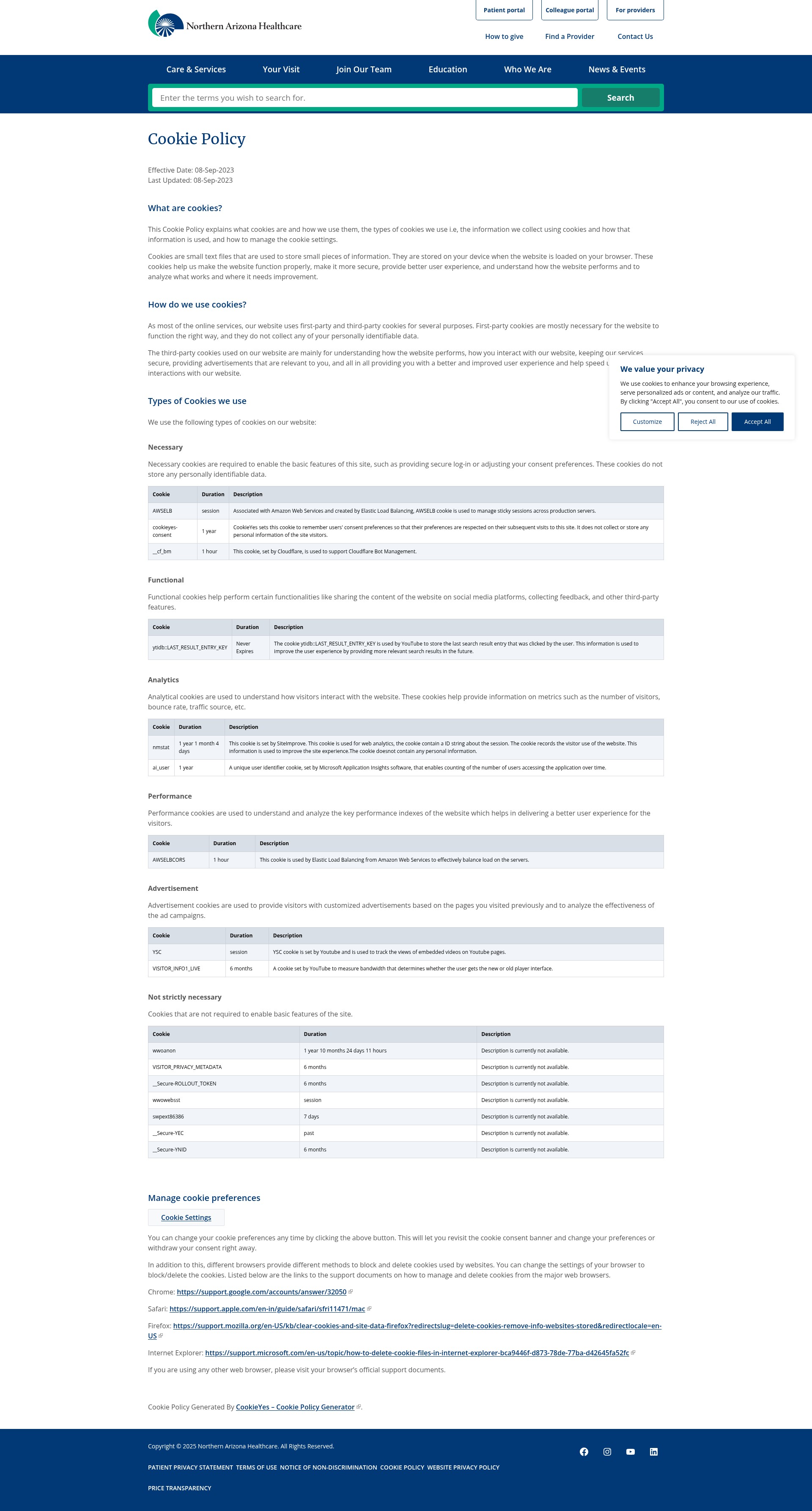 Screenshot of www.nahealth.com