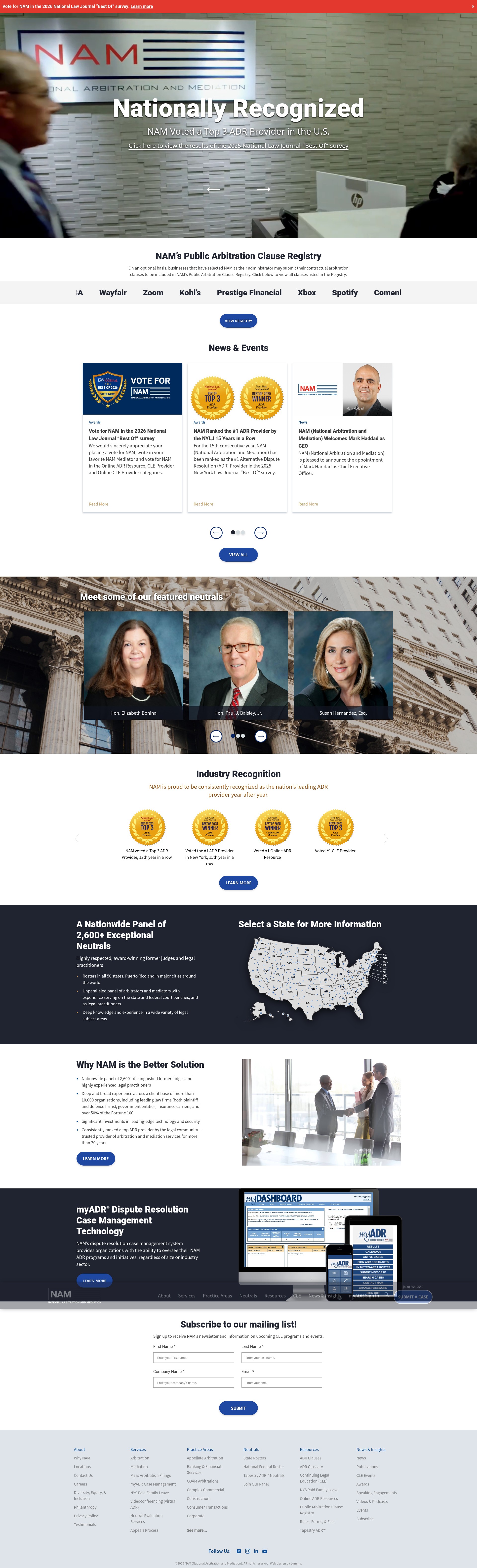Screenshot of www.namadr.com