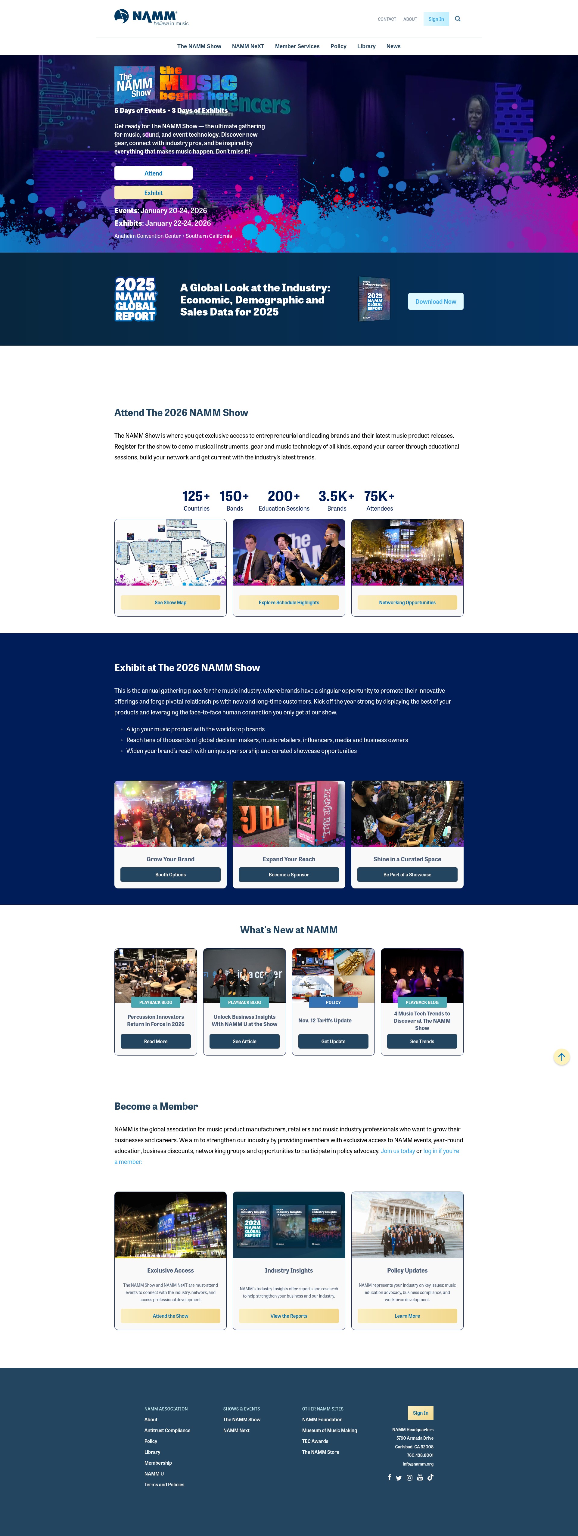 Screenshot of www.namm.org