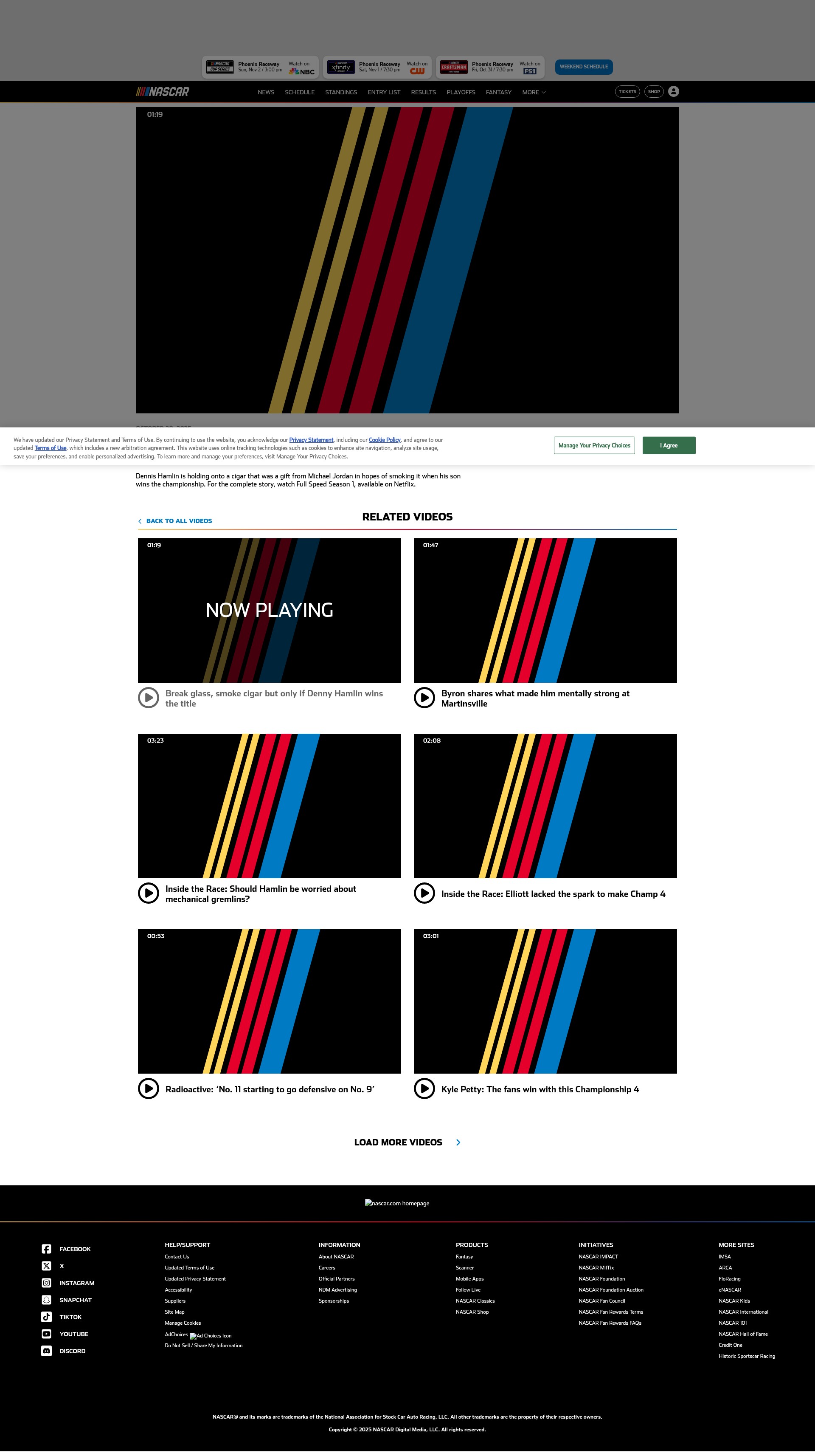 Screenshot of www.nascar.com