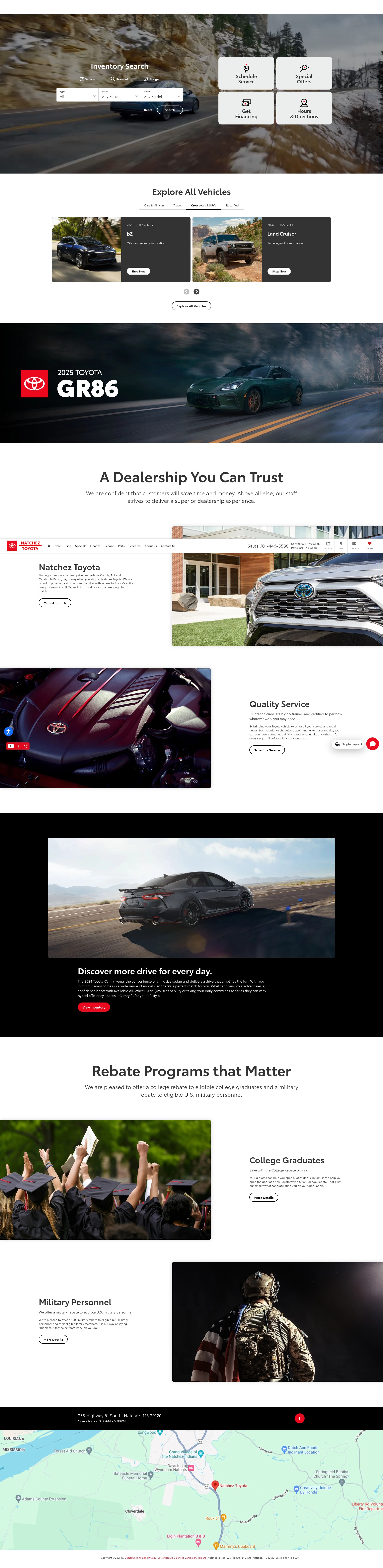 Screenshot of www.natcheztoyota.com