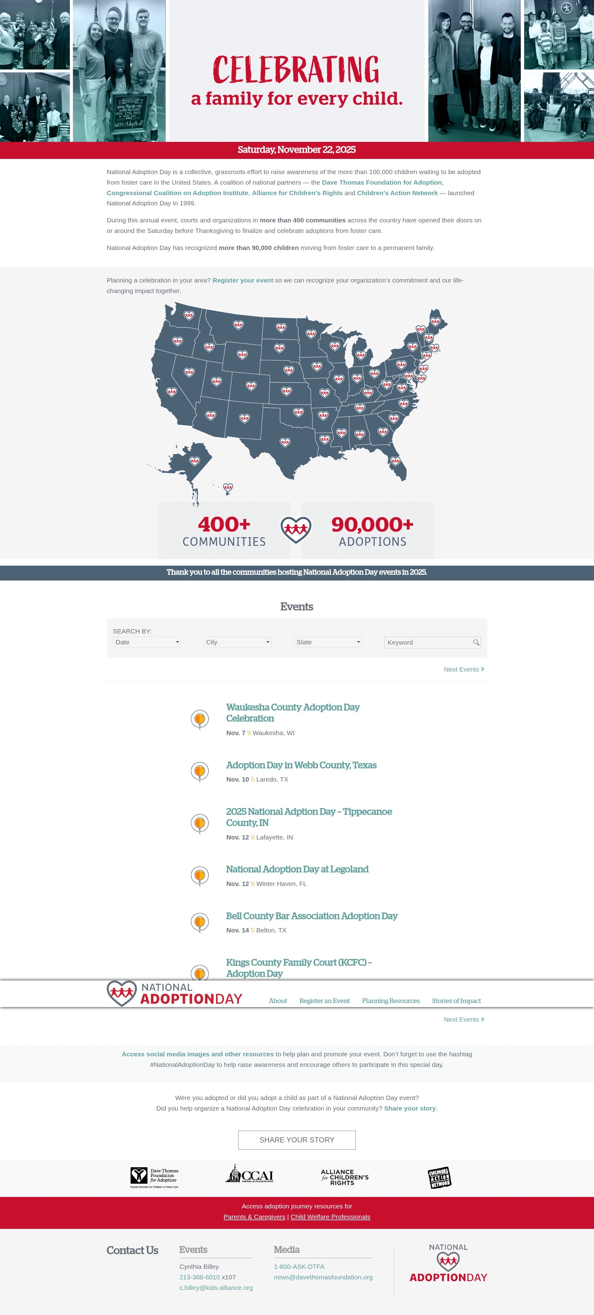 Screenshot of www.nationaladoptionday.org