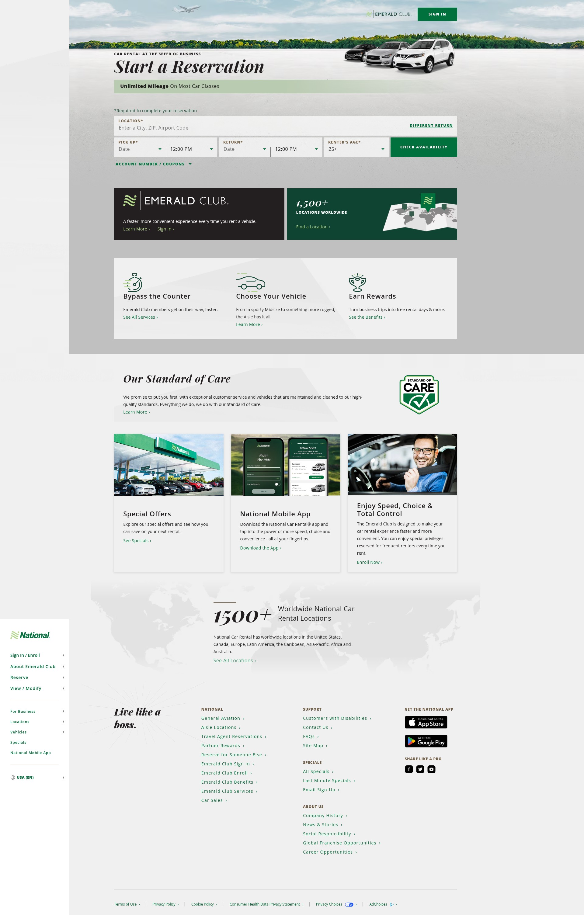 Screenshot of www.nationalcar.com