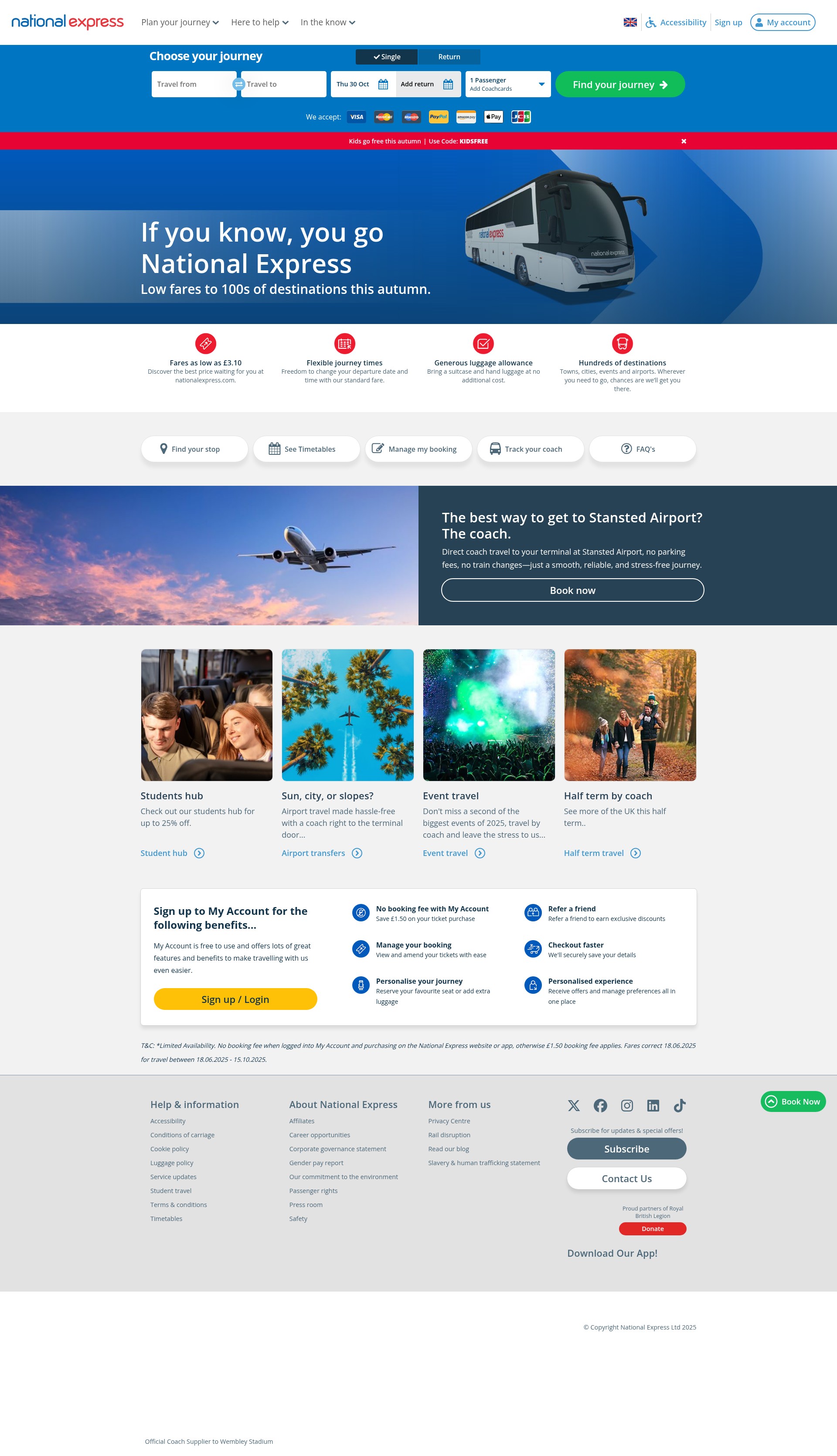 Screenshot of www.nationalexpress.com