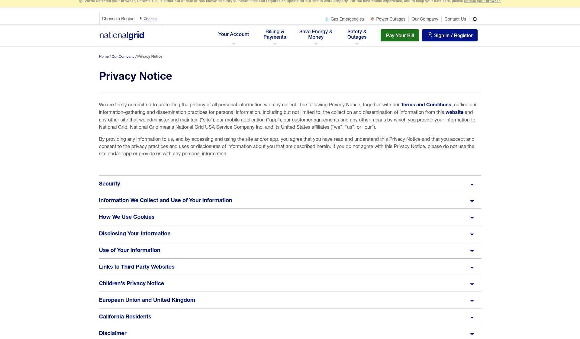 Screenshot of www.nationalgridus.com
