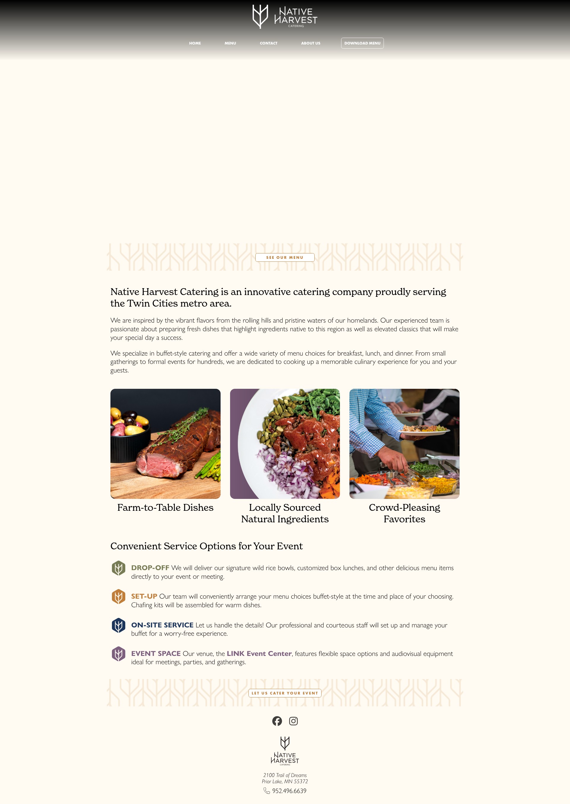 Screenshot of www.nativeharvestcatering.com
