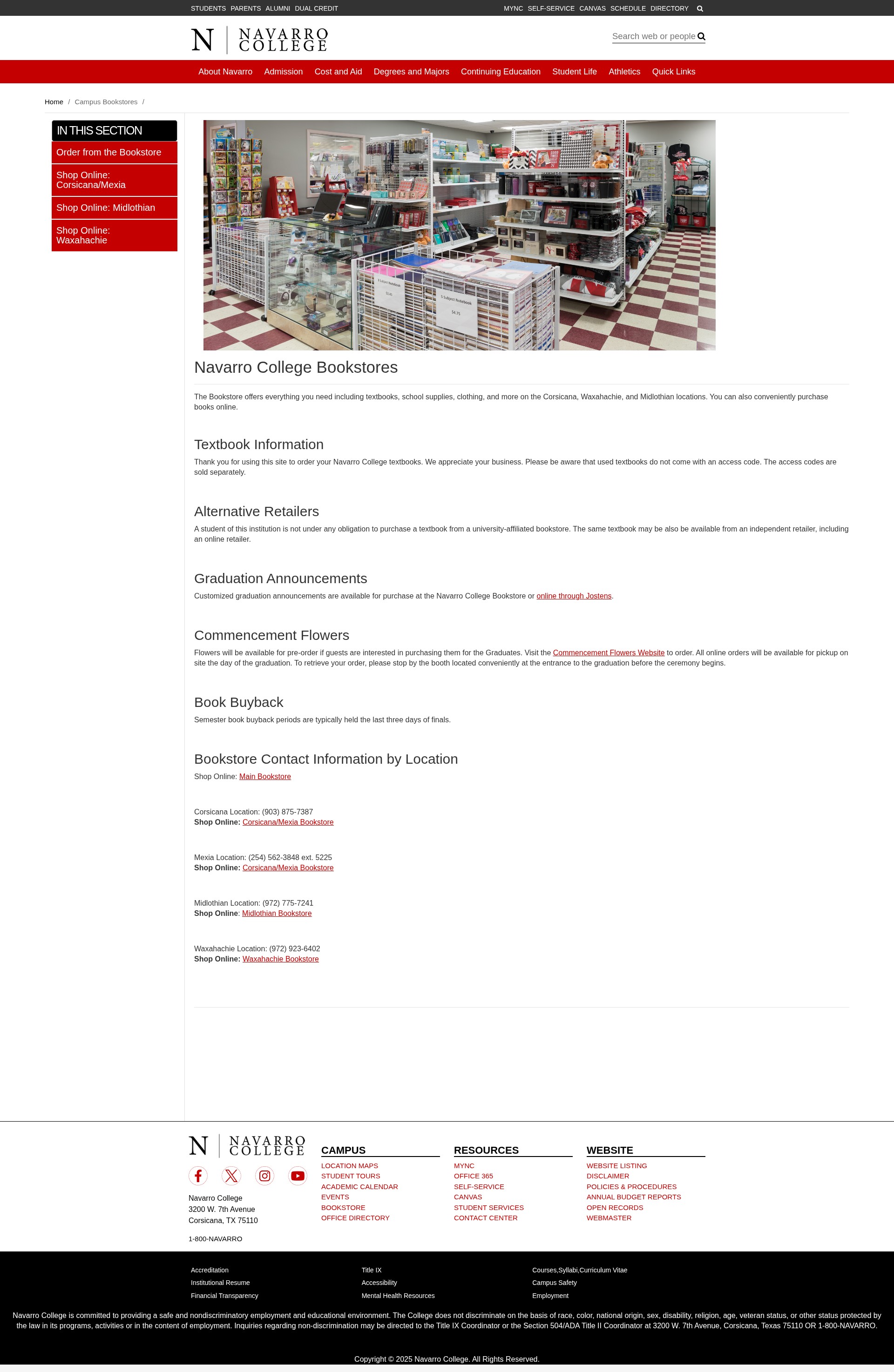 Screenshot of www.navarrocollege.edu