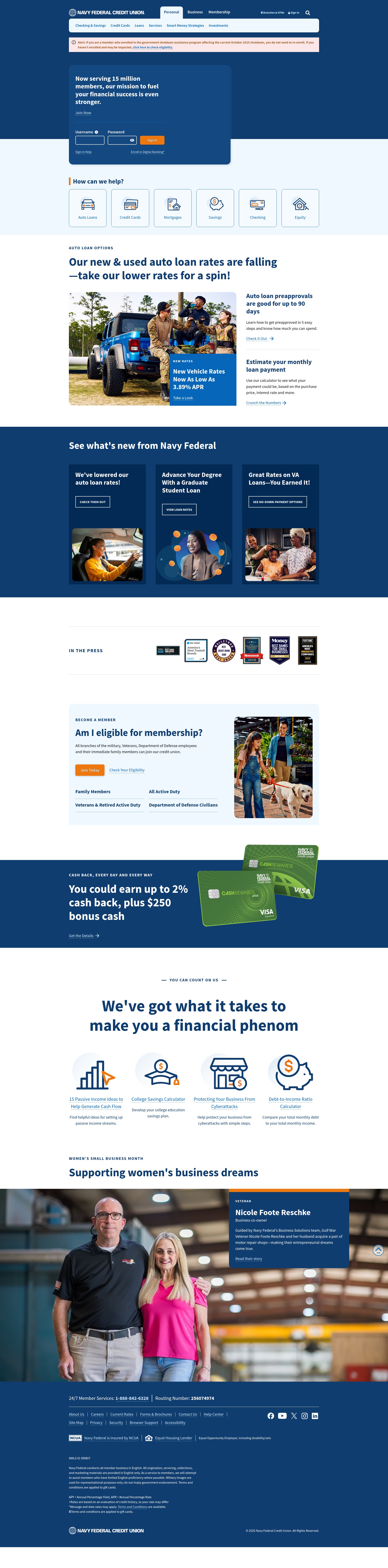 Screenshot of www.navyfederal.org