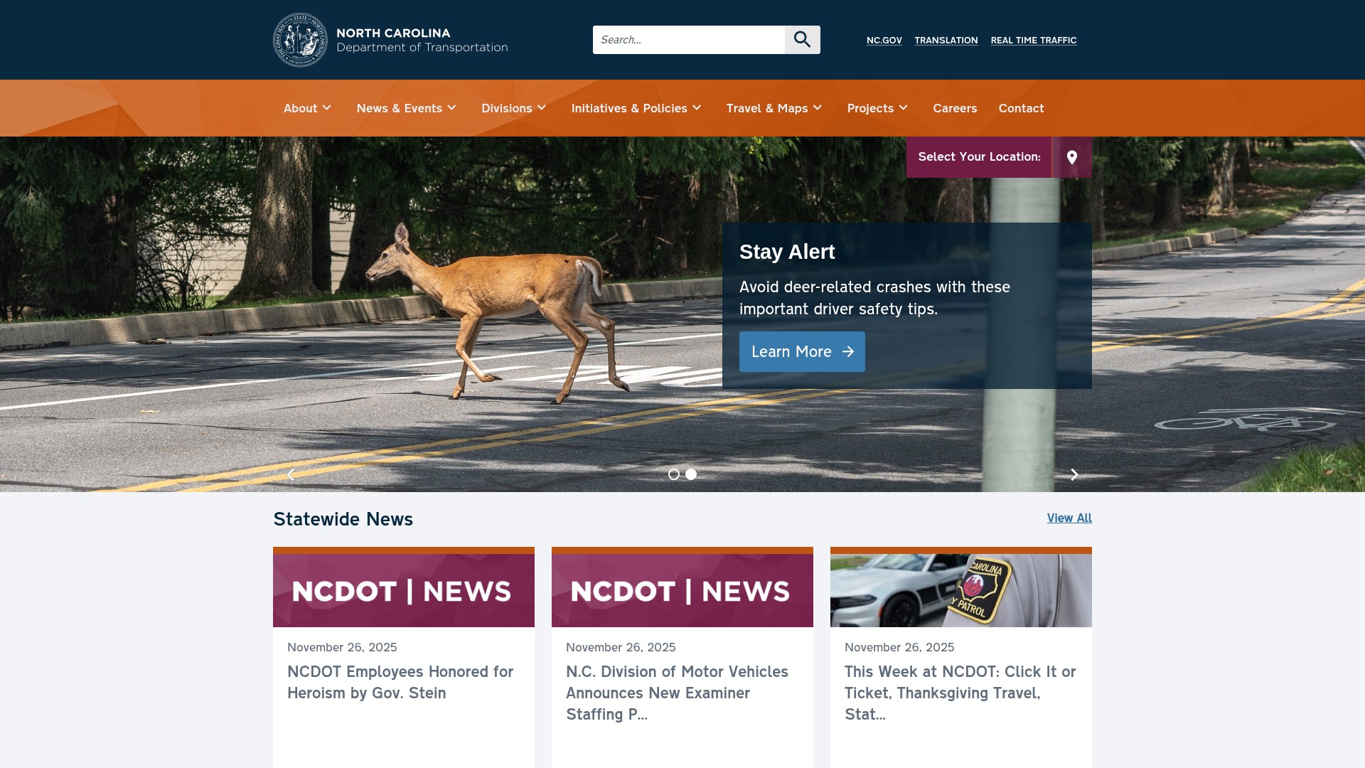 Screenshot of www.ncdot.gov