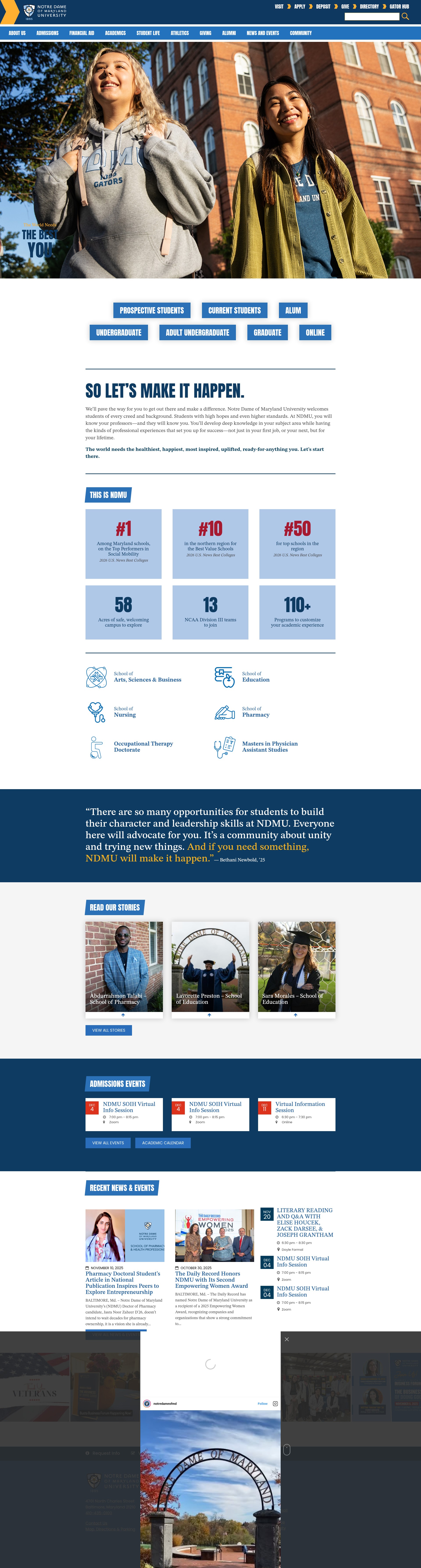 Screenshot of www.ndm.edu