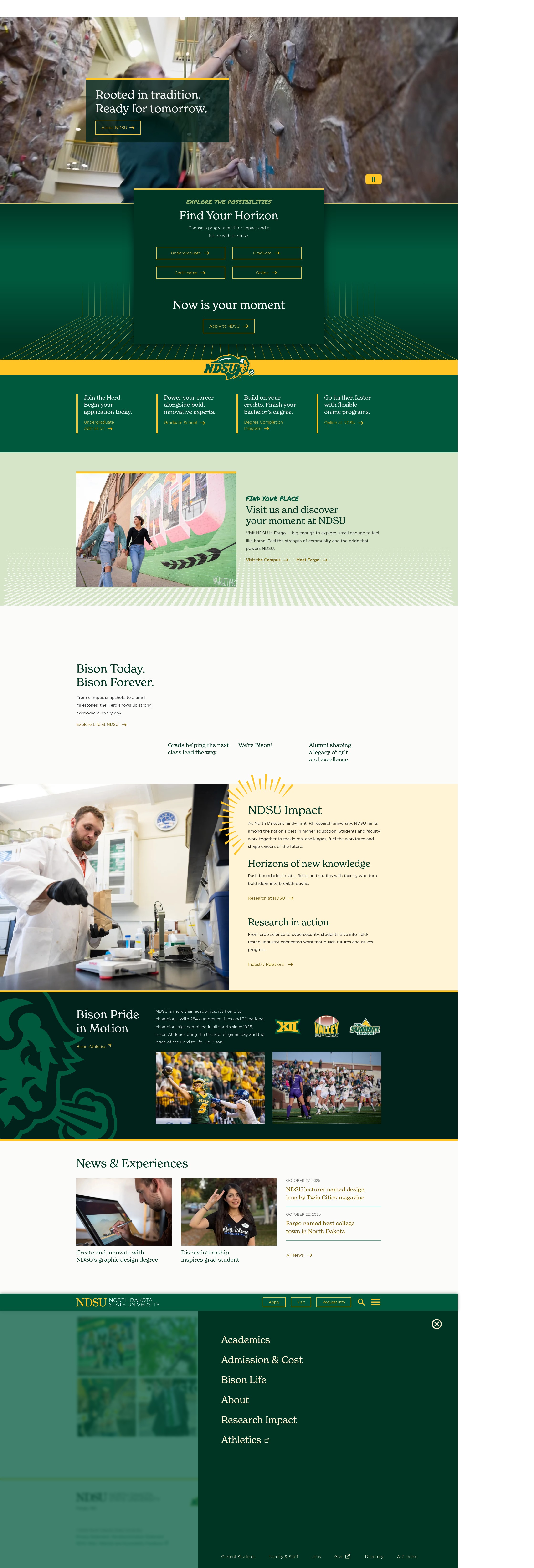 Screenshot of www.ndsu.edu