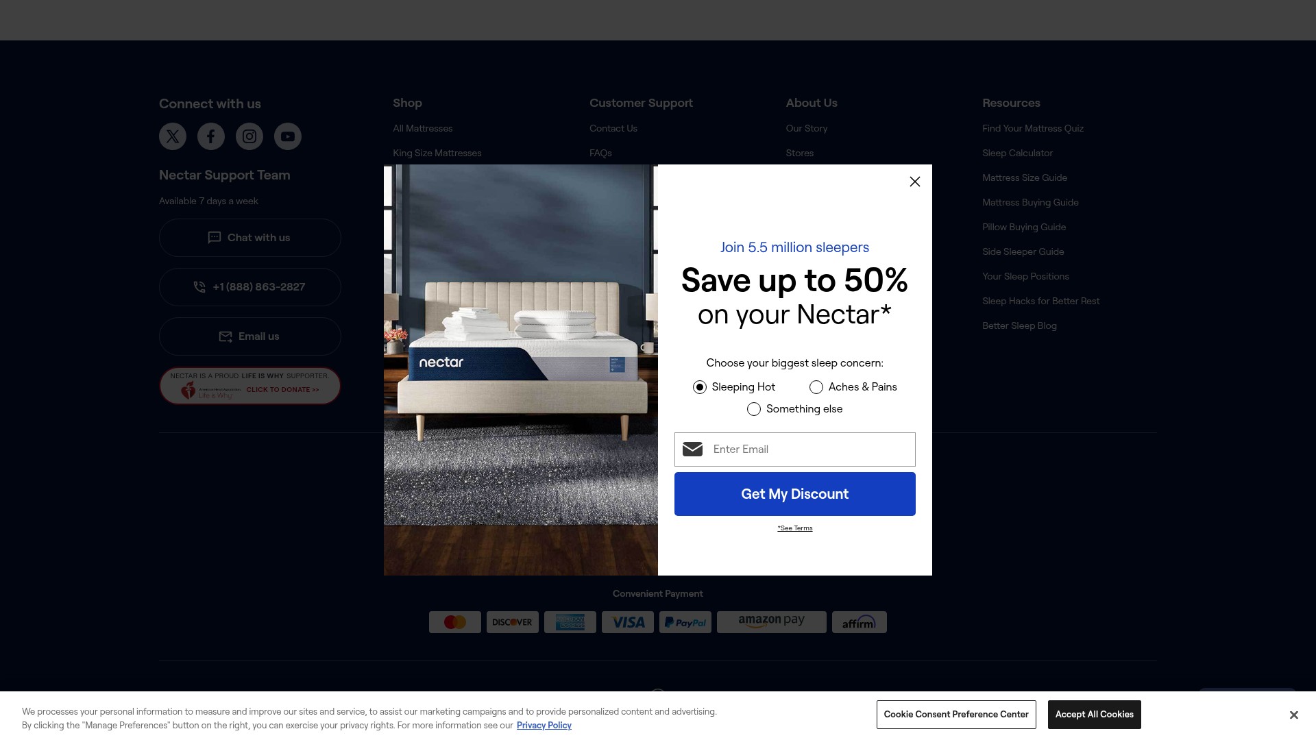 Screenshot of www.nectarsleep.com