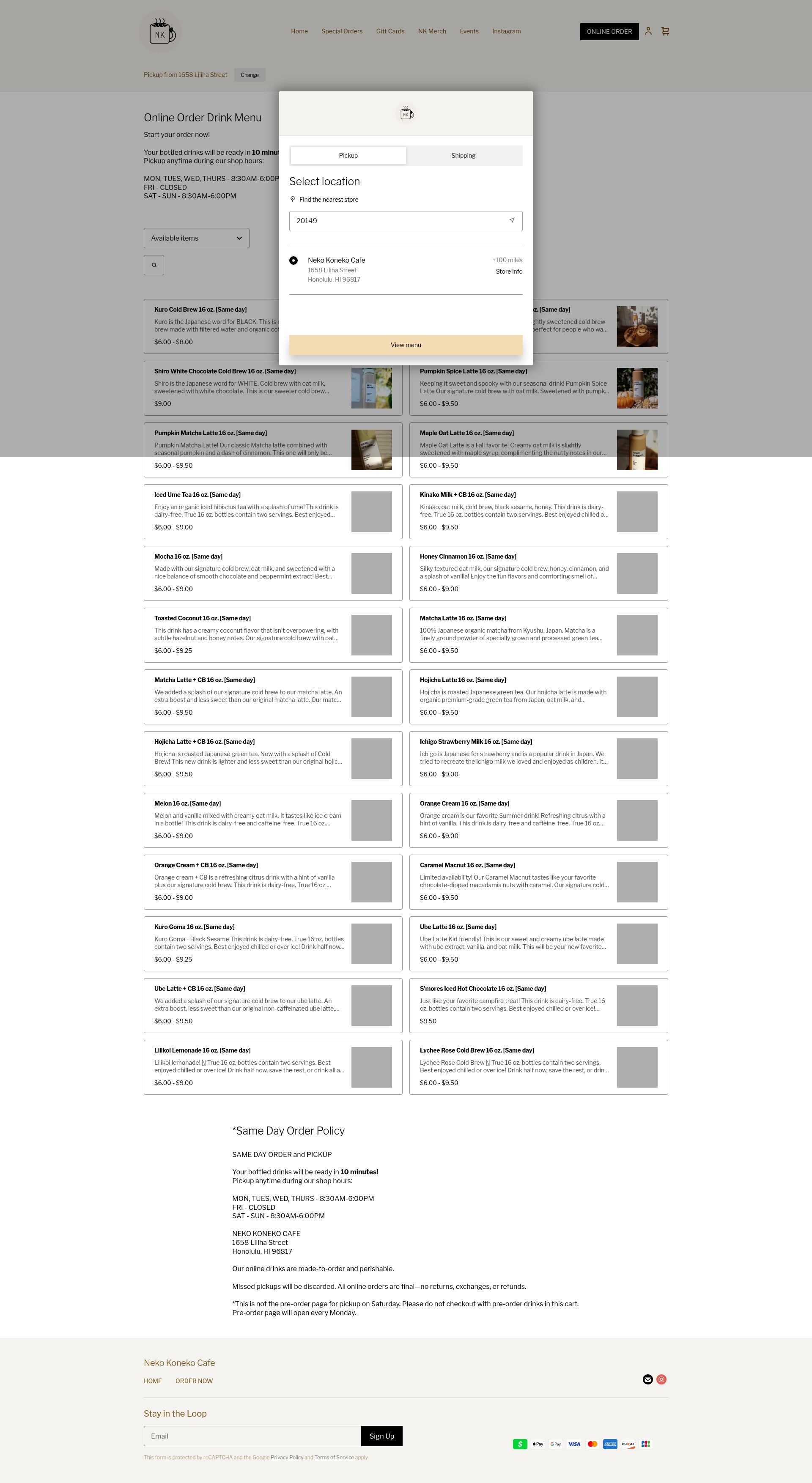 Screenshot of www.nekokonekocafe.com