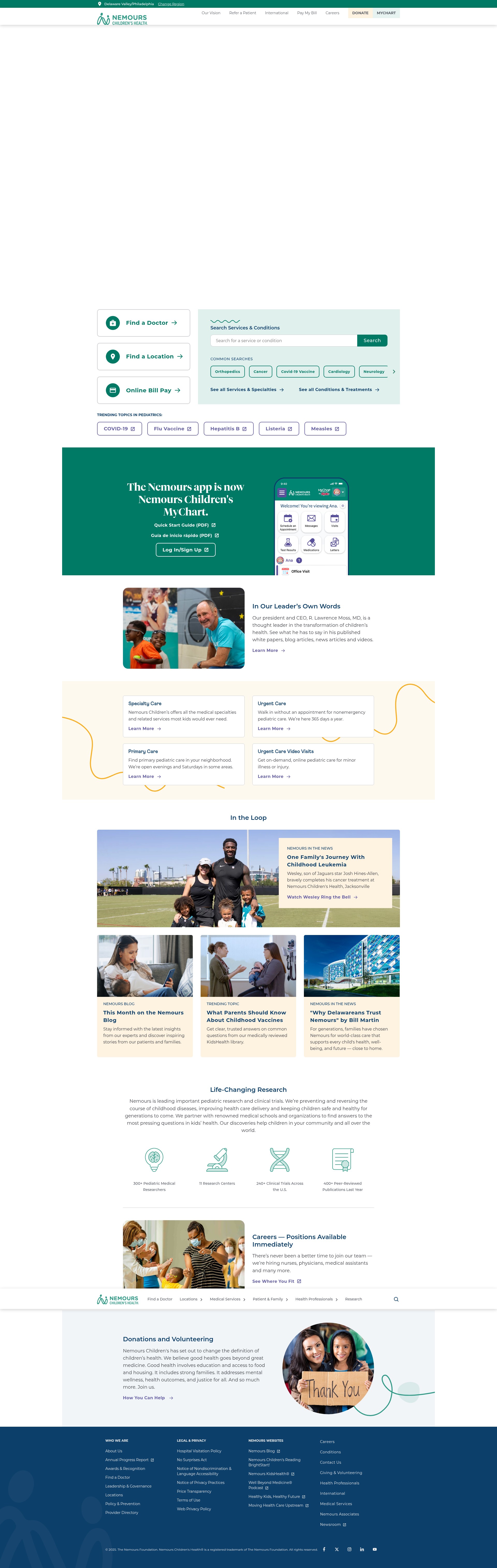 Screenshot of www.nemours.org