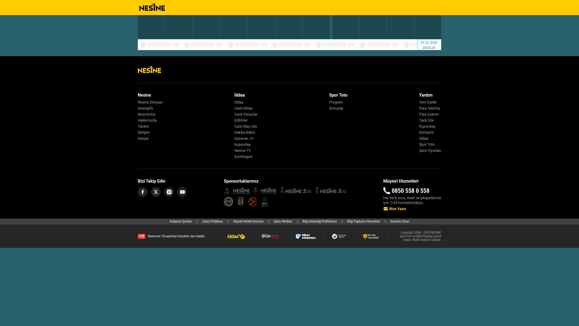 Screenshot of www.nesine.com