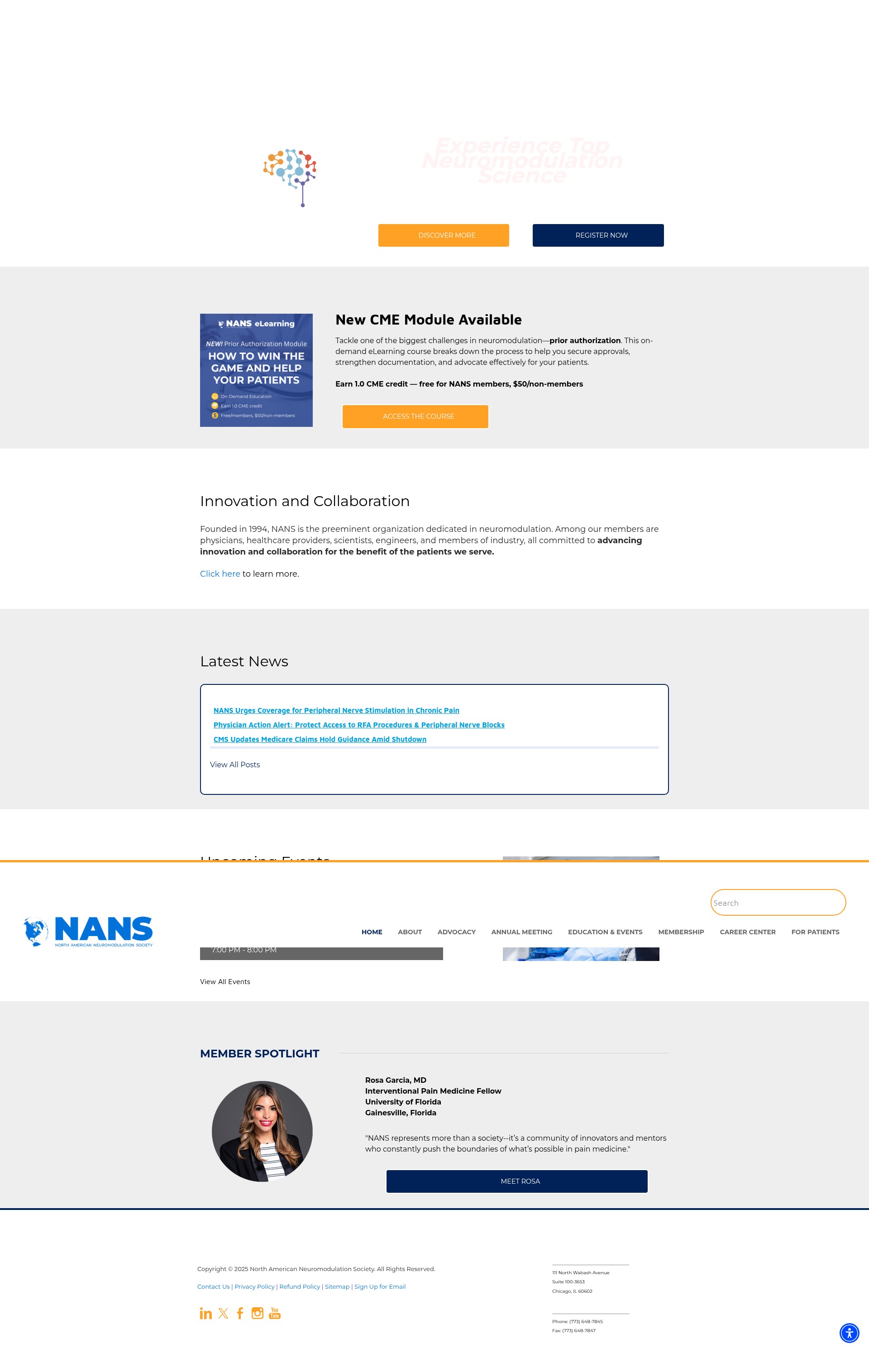 Screenshot of www.neuromodulation.org