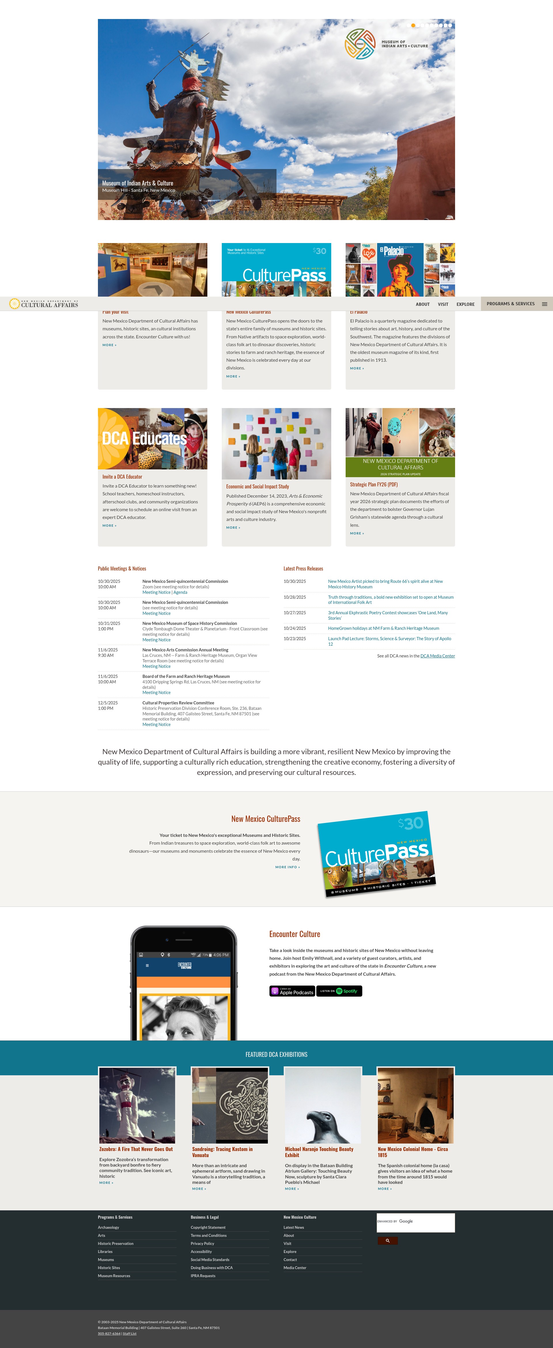 Screenshot of www.newmexicoculture.org