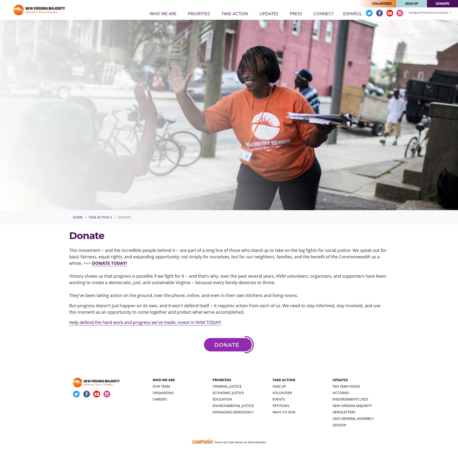 Screenshot of www.newvirginiamajority.org