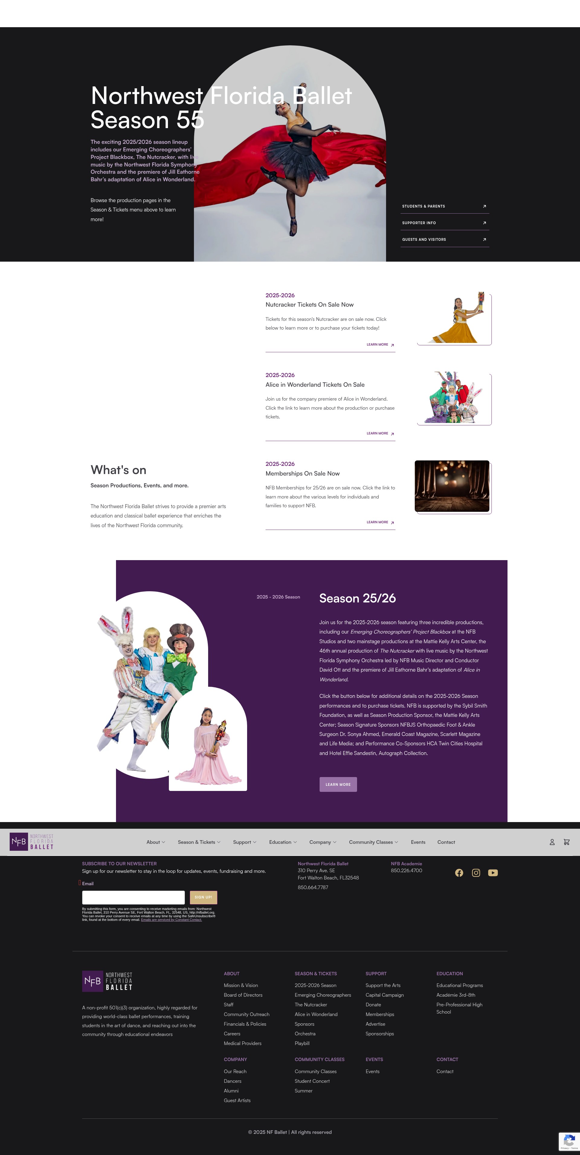 Screenshot of www.nfballet.org