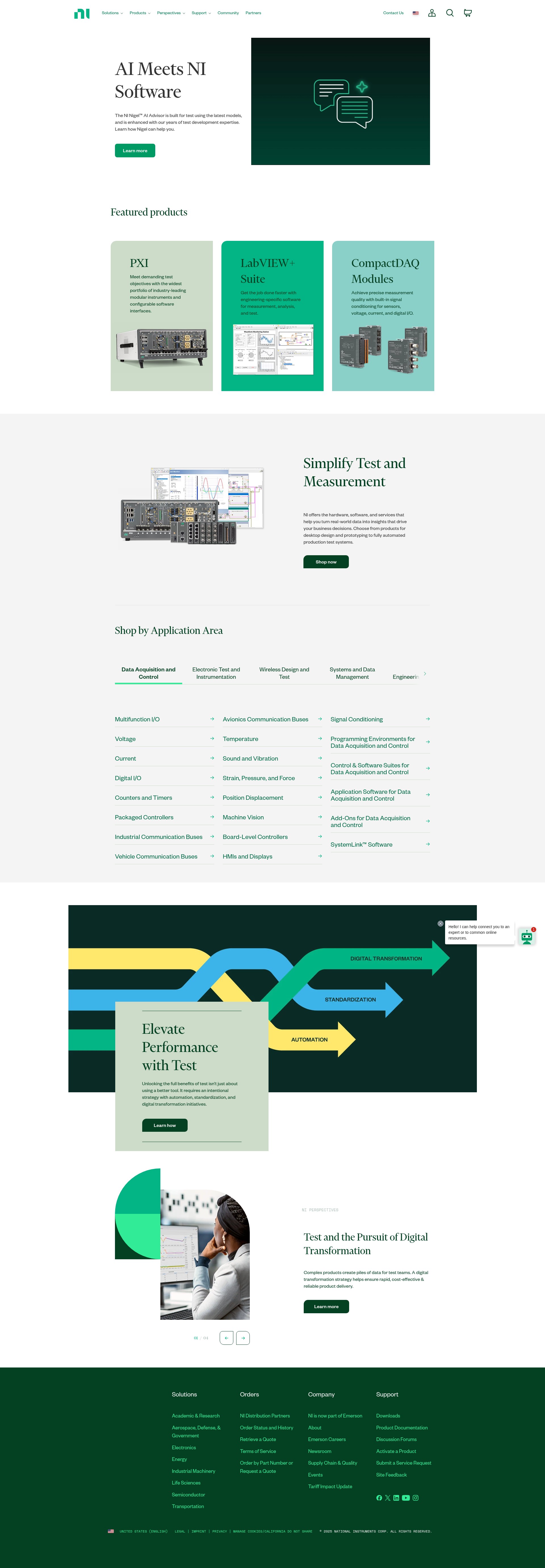 Screenshot of www.ni.com