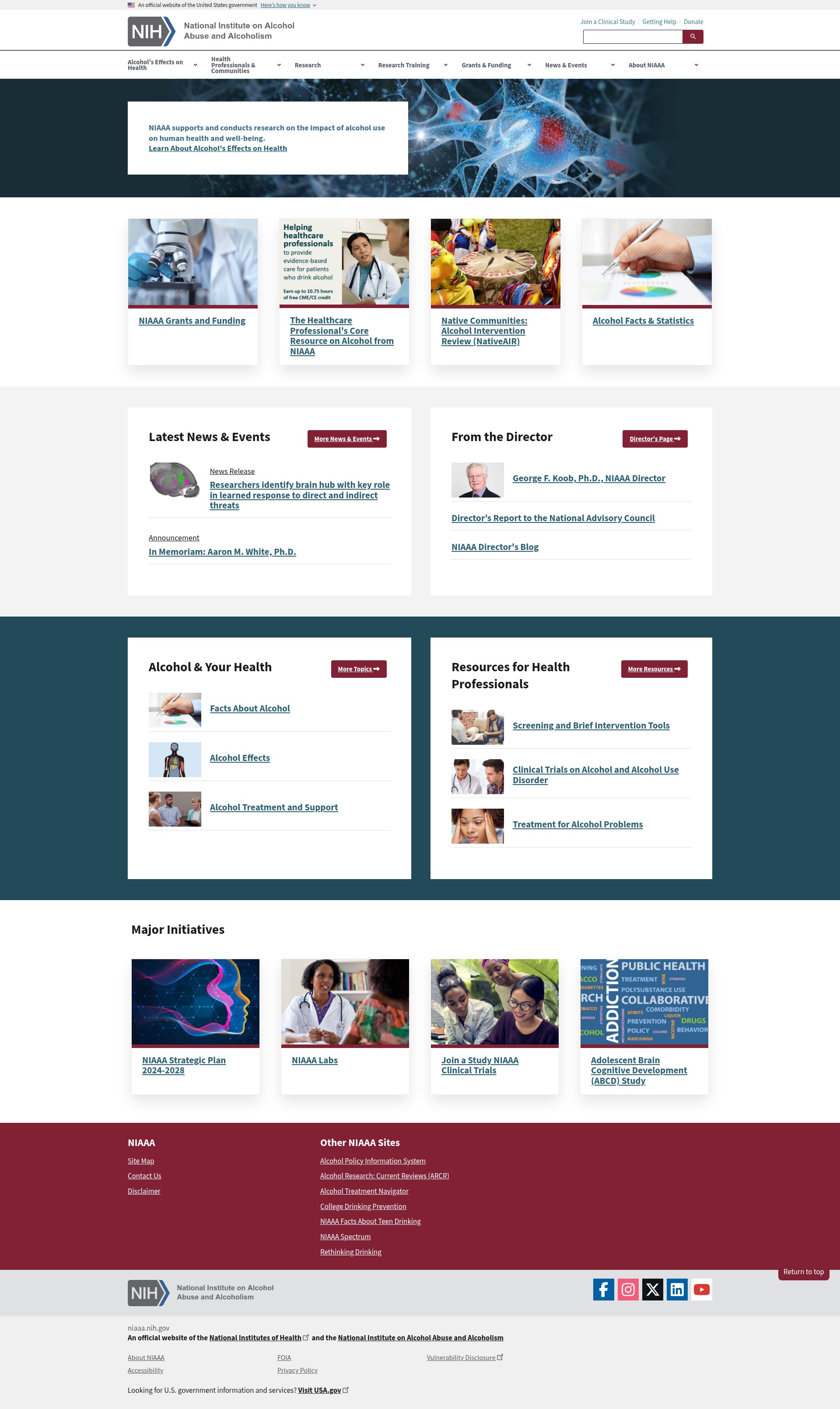Screenshot of www.niaaa.nih.gov