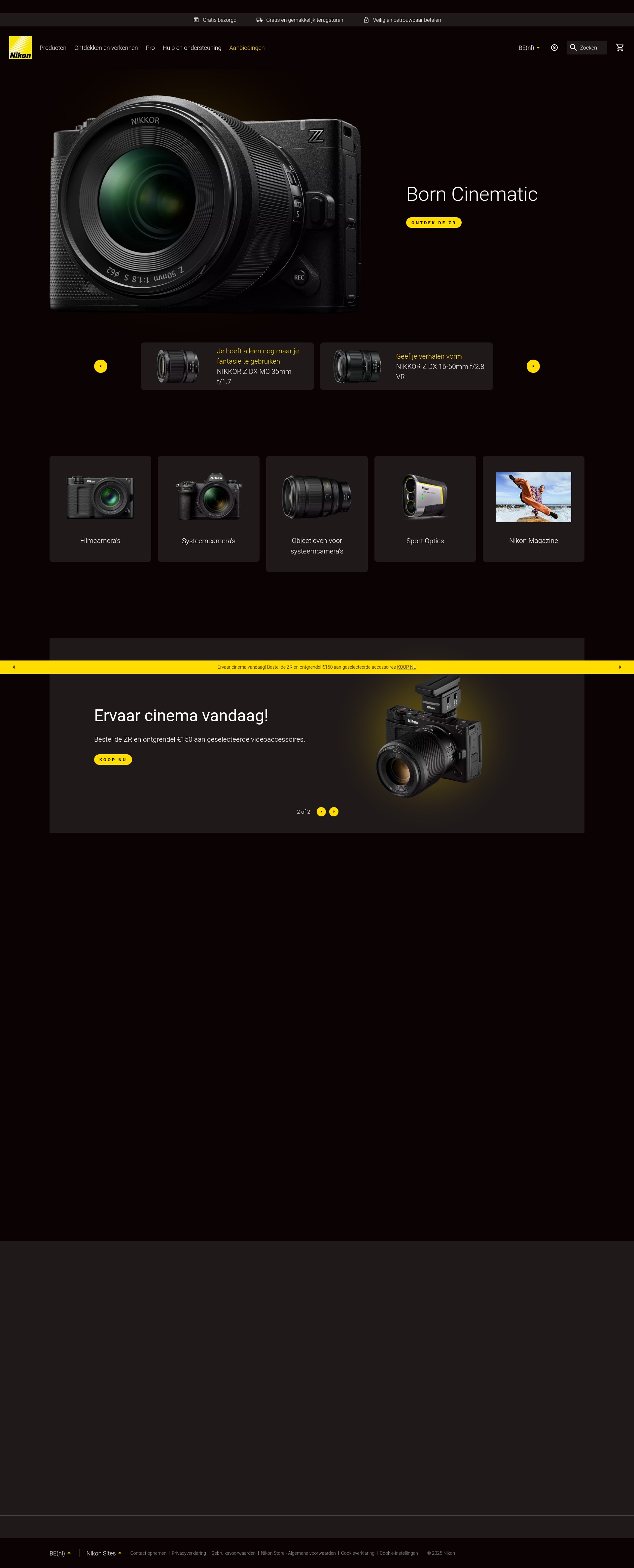 Screenshot of www.nikon.be