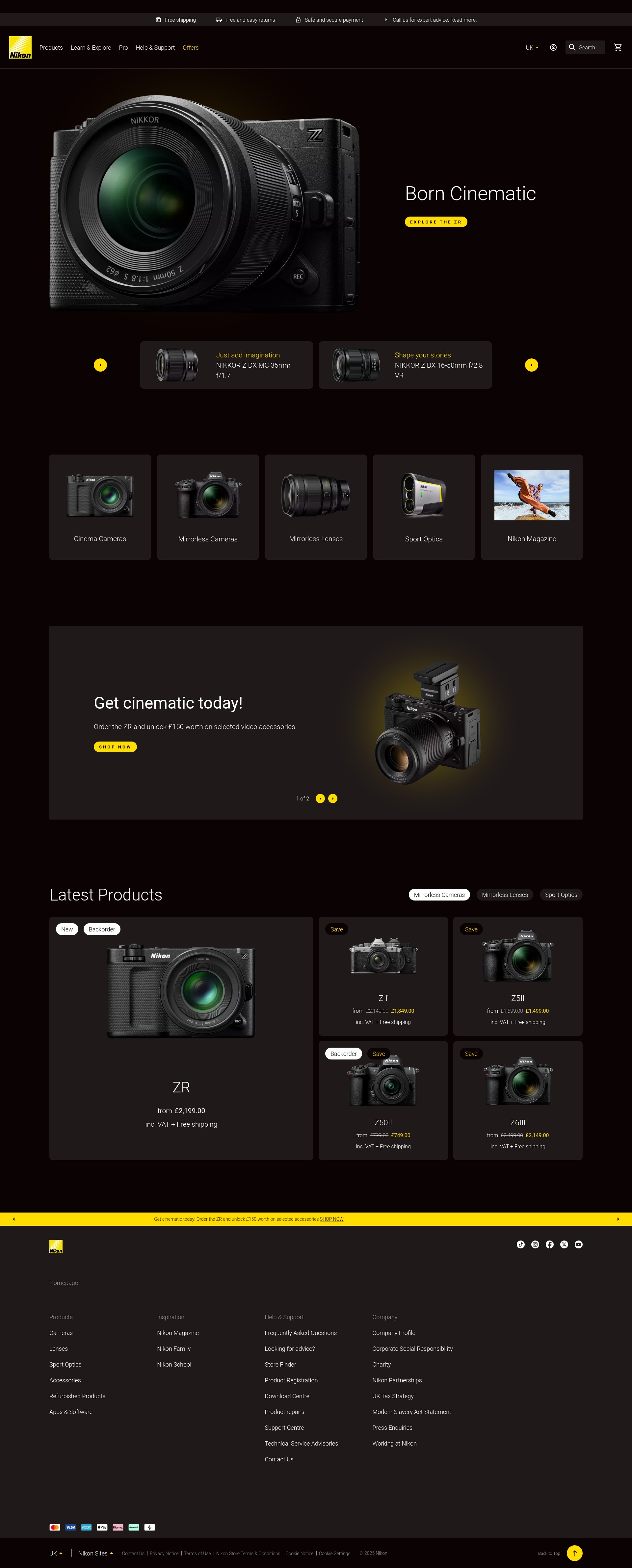 Screenshot of www.nikon.co.uk