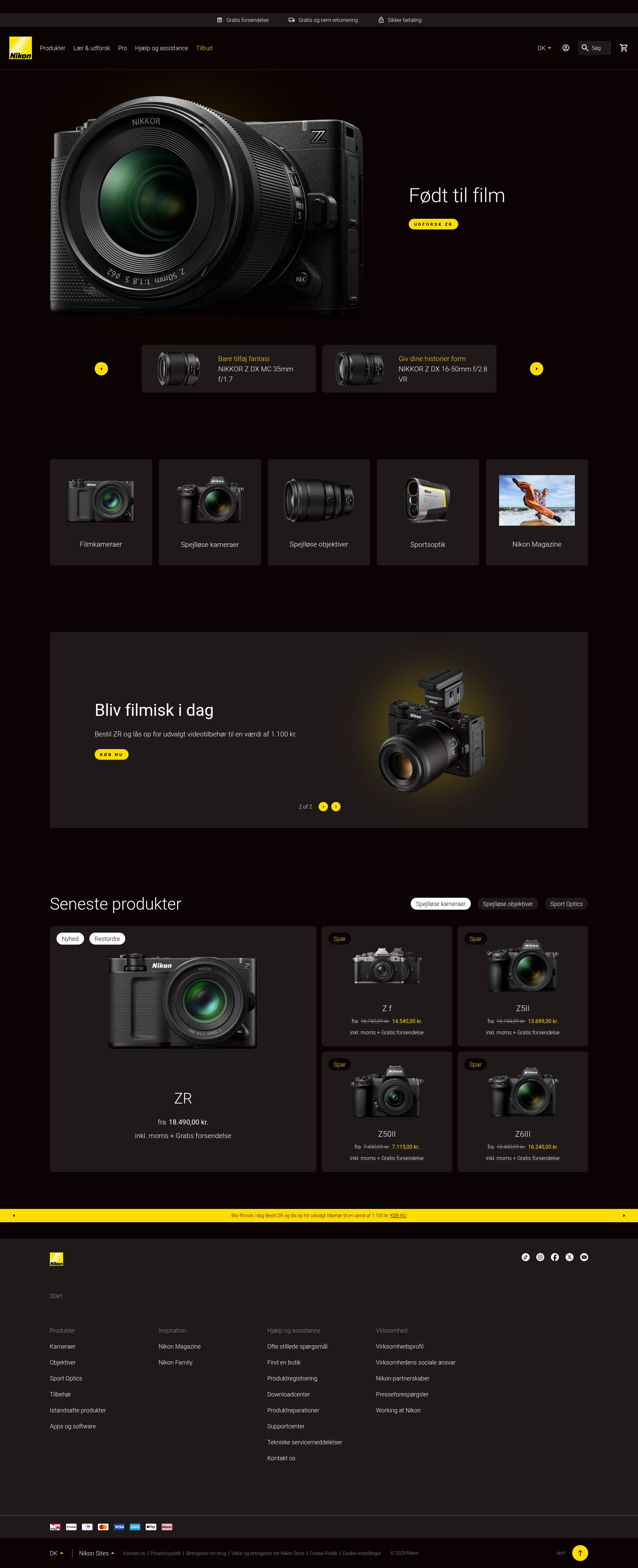 Screenshot of www.nikon.dk