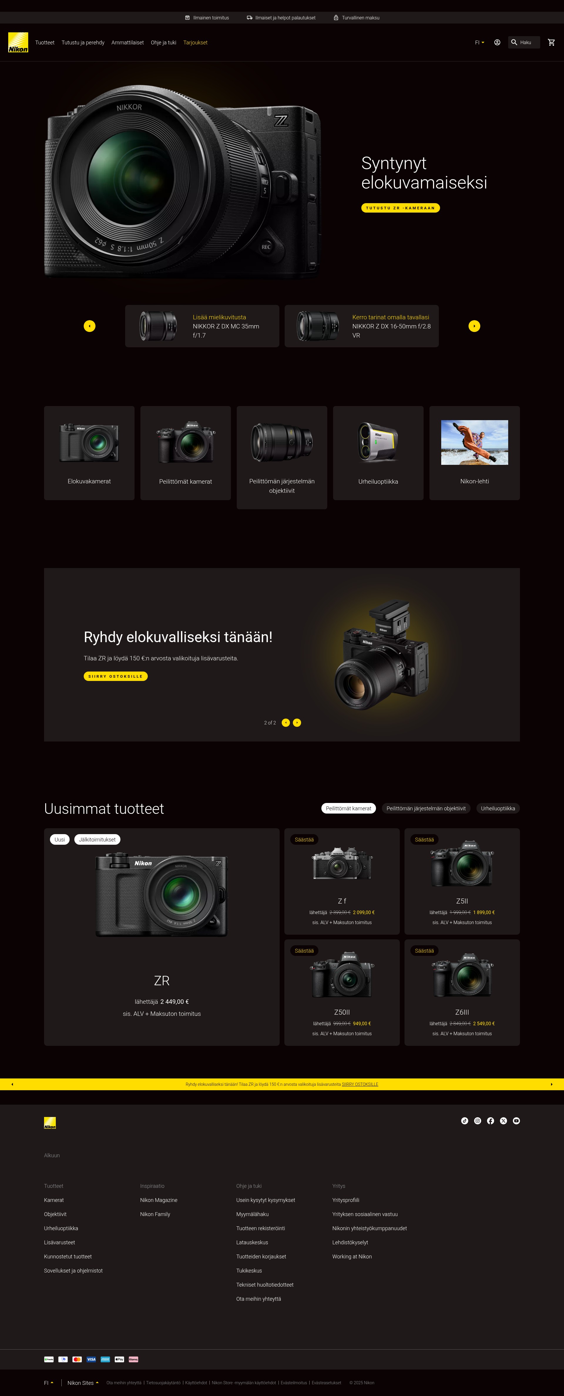 Screenshot of www.nikon.fi