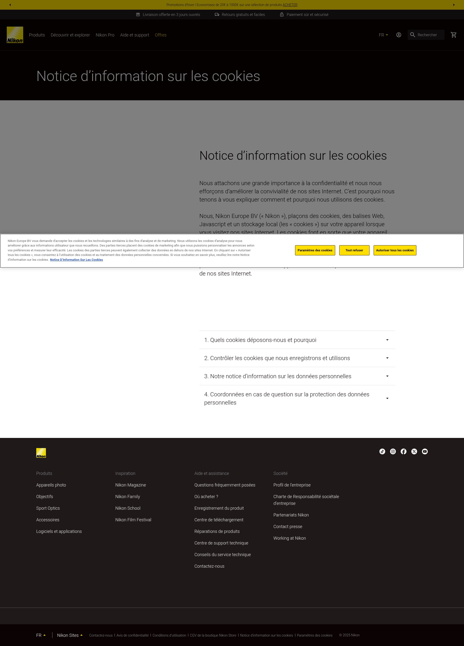 Screenshot of www.nikon.fr