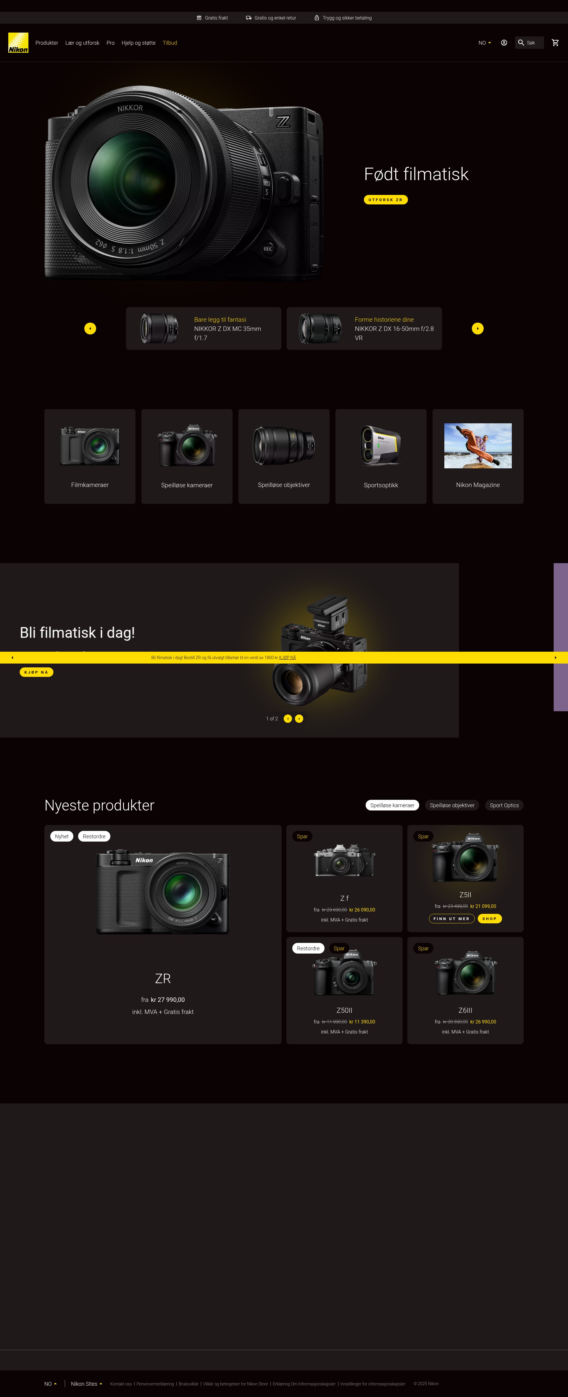 Screenshot of www.nikon.no