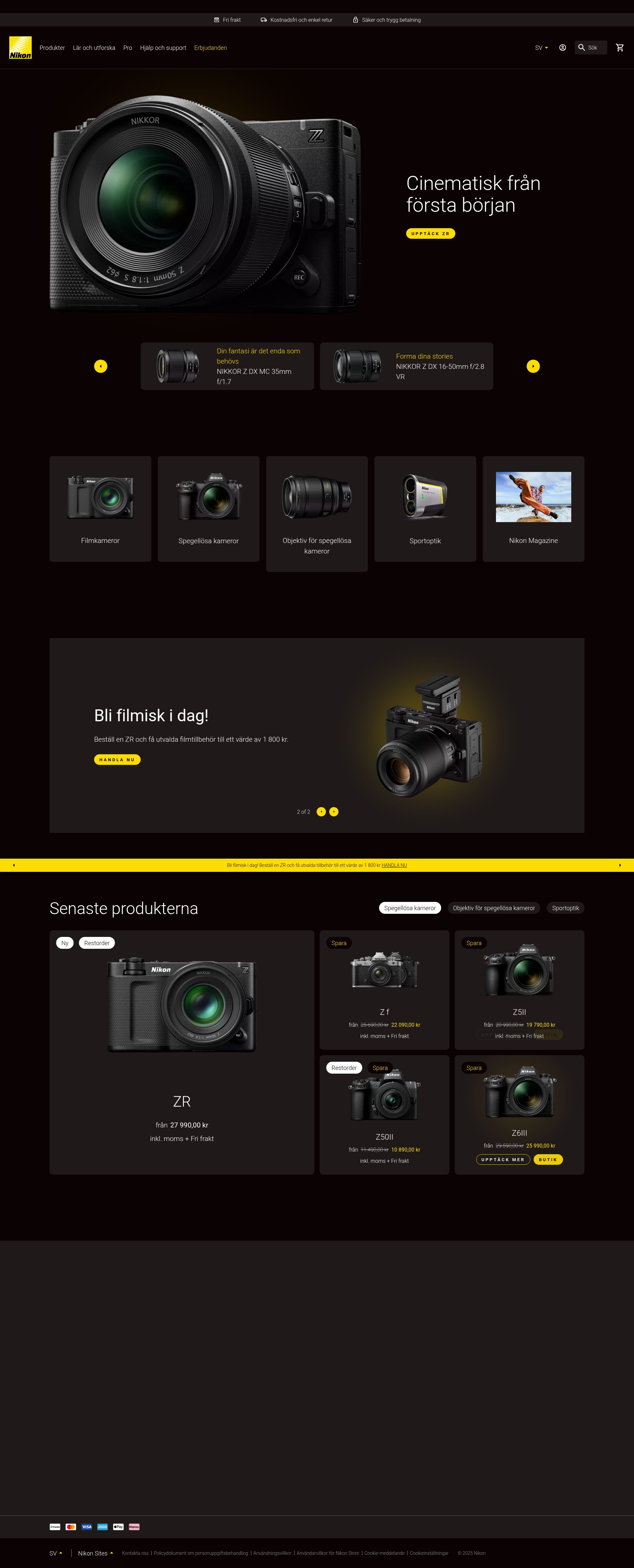 Screenshot of www.nikon.se