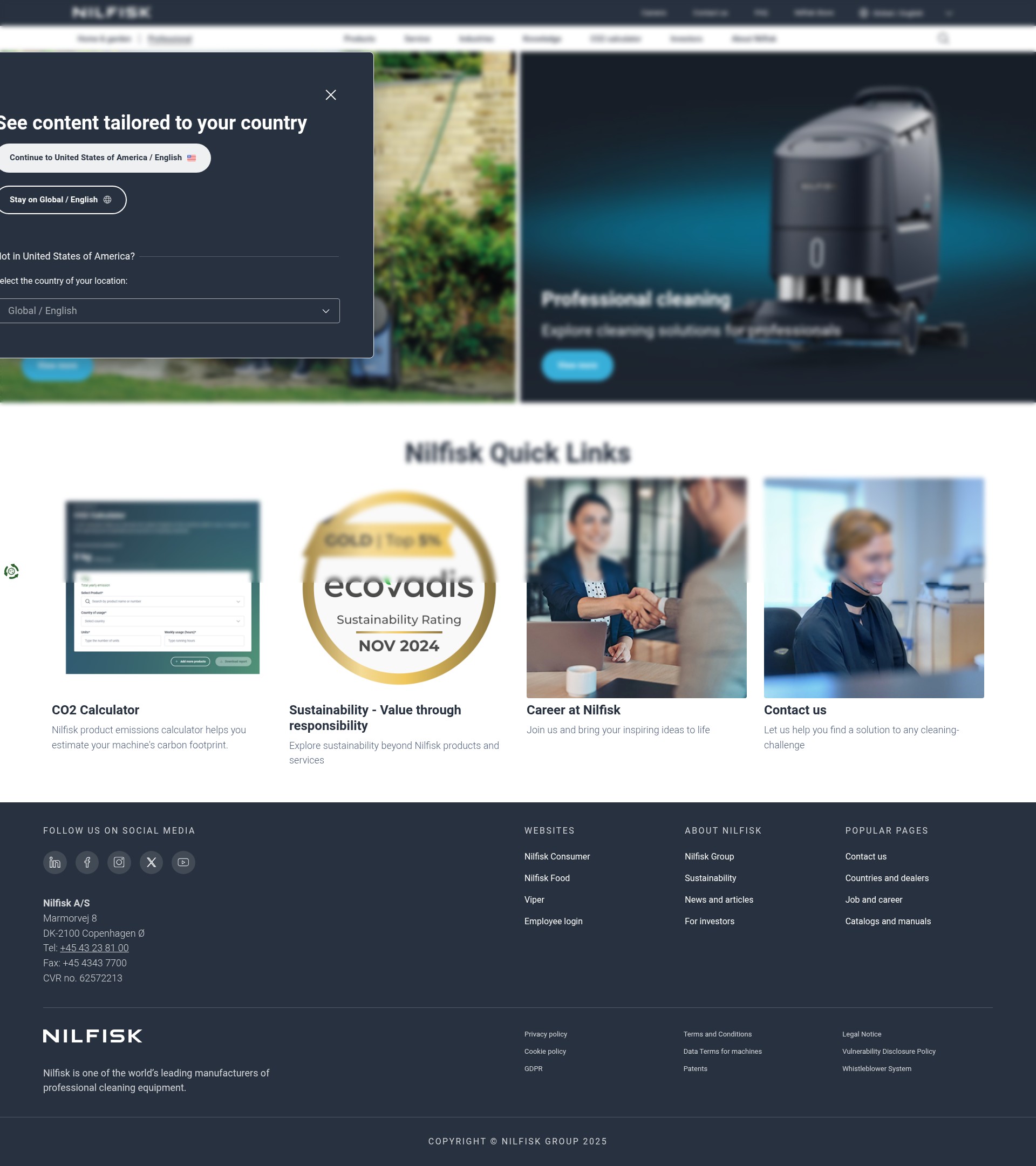 Screenshot of www.nilfisk.com