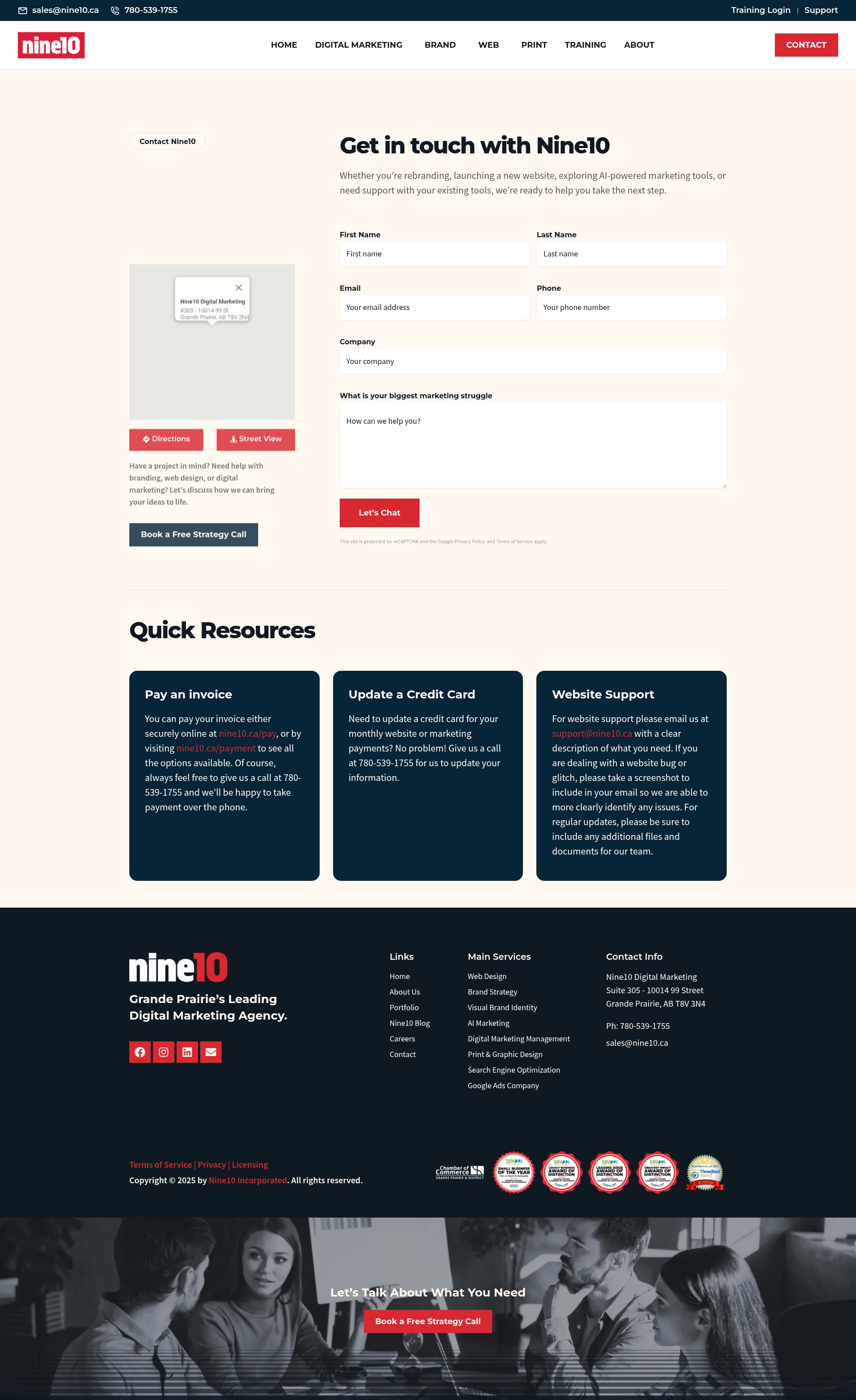 Screenshot of www.nine10.ca